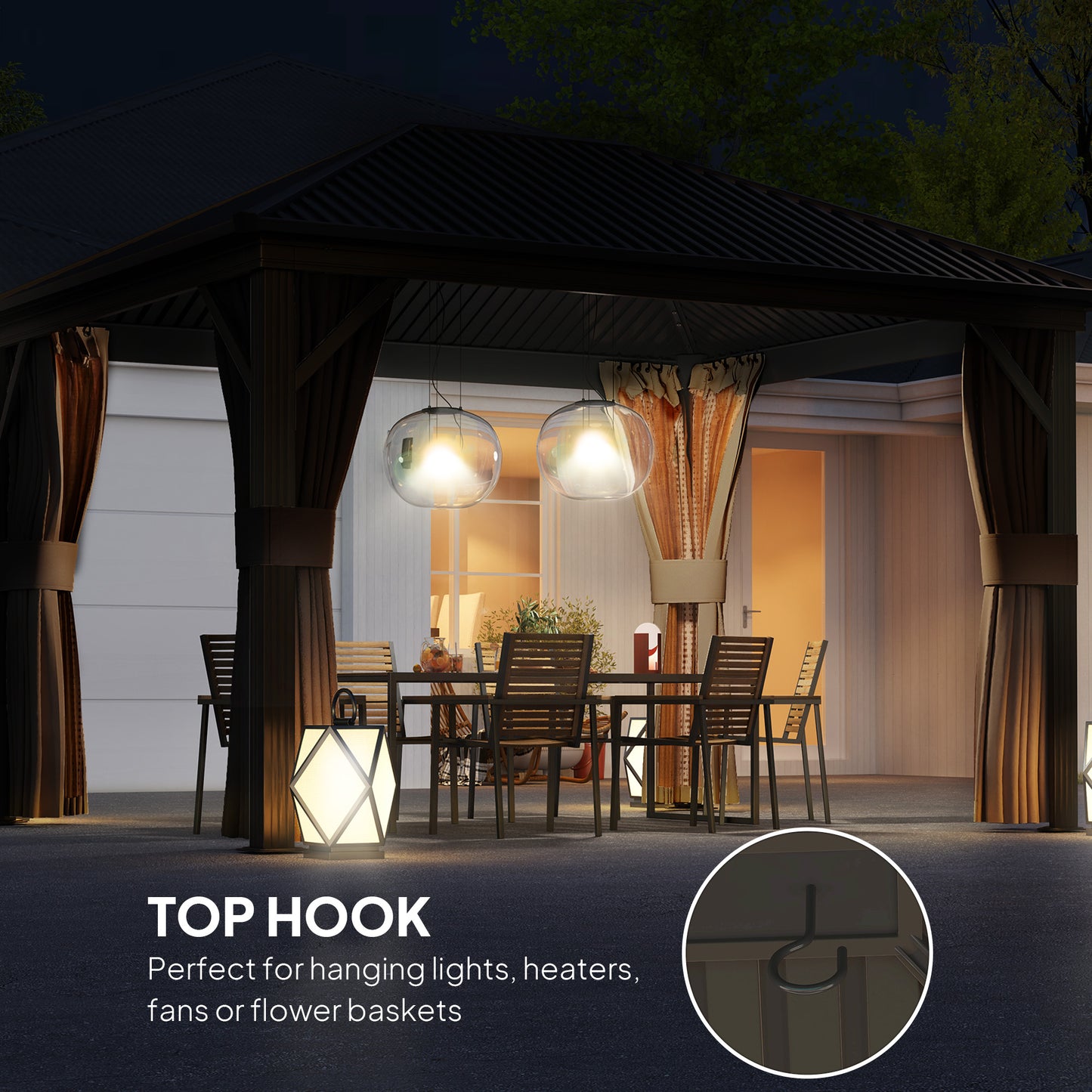 3.6 x 3 m Aluminium Hardtop Gazebo, with Accessories