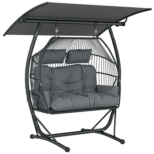 Double Hanging Egg Chair with Canopy