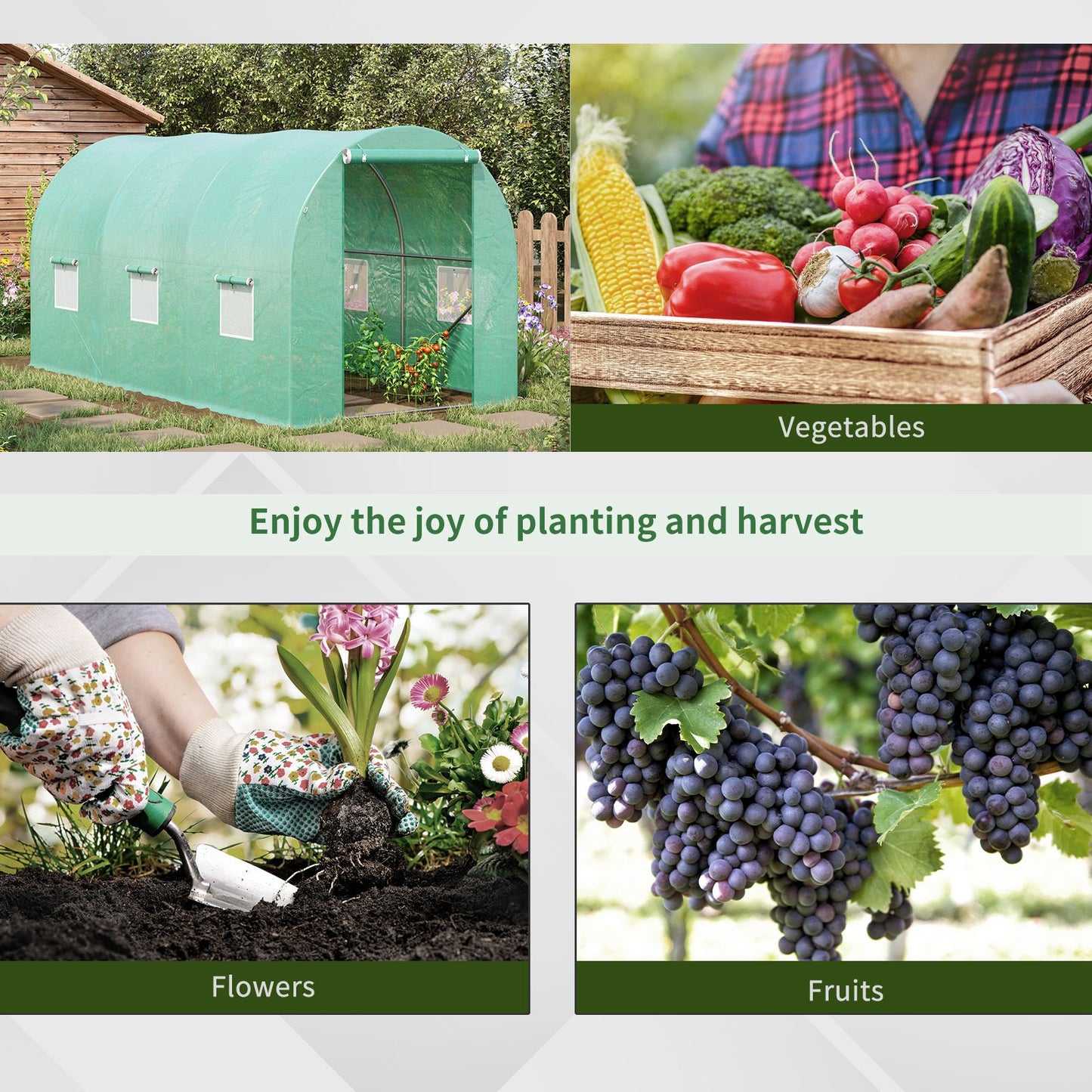 4 x 2 x 2 m Polytunnel Greenhouse with Roll-up Door