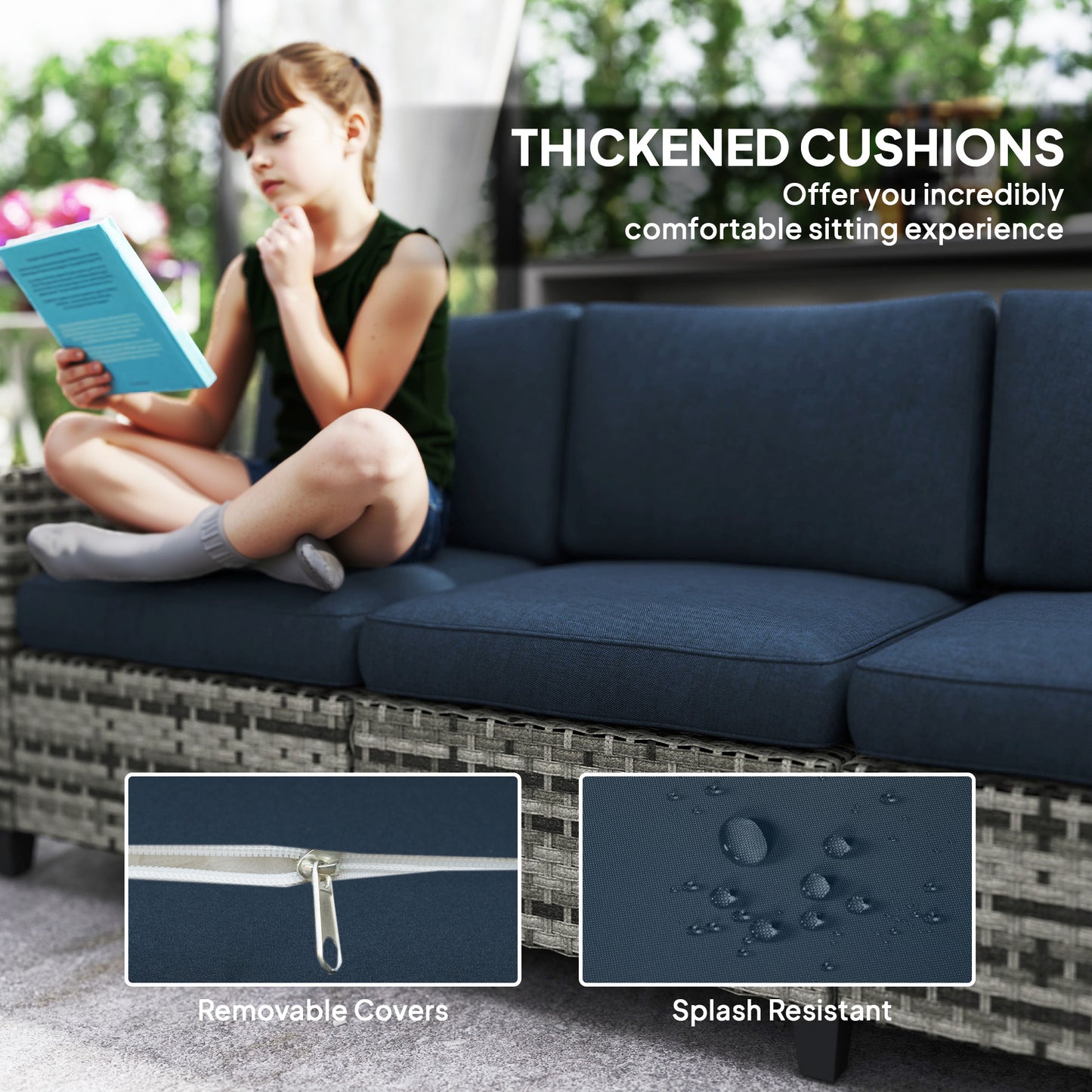Six-Piece Modular Rattan Sofa Set