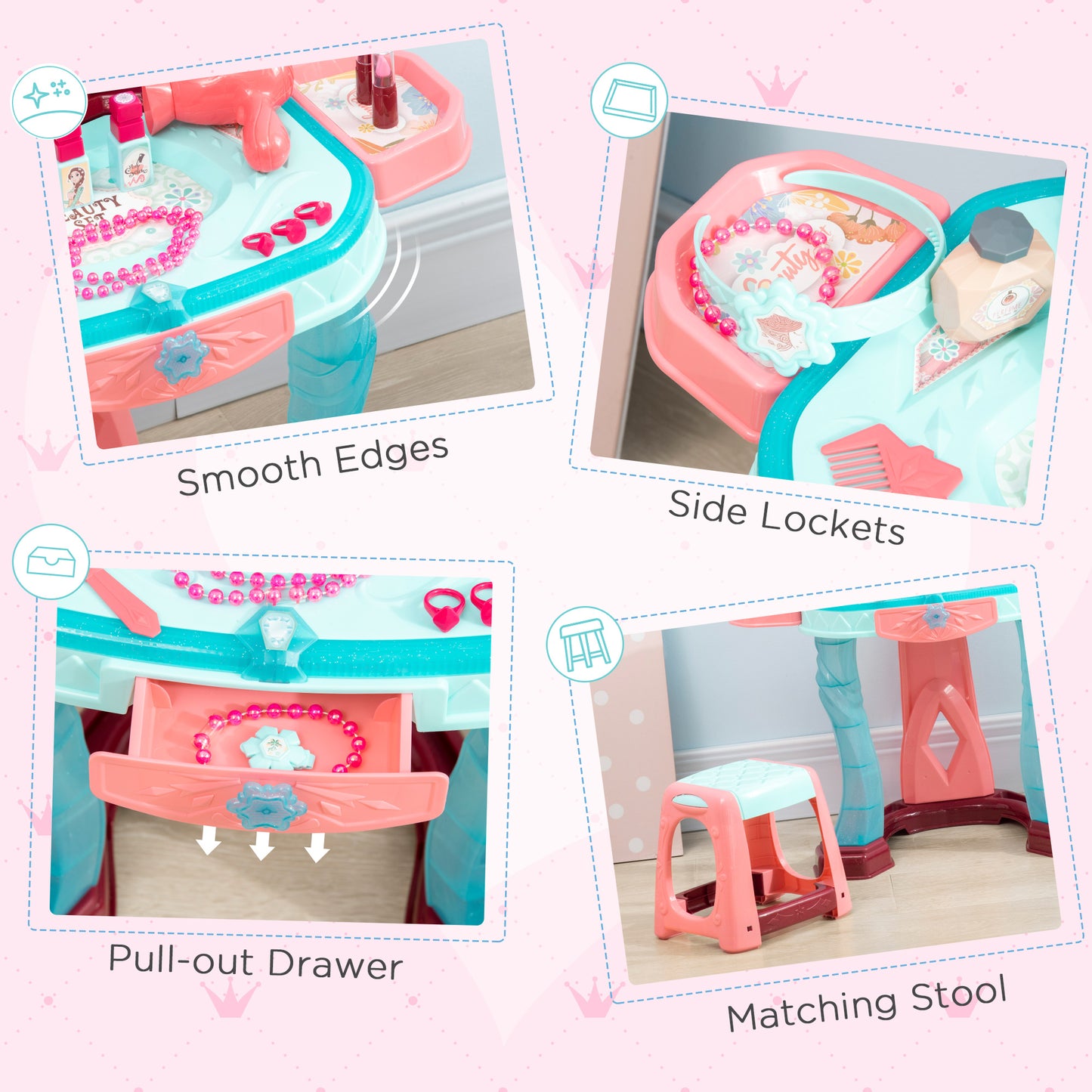 31 Piece Kids Dressing Playset, with Magical Princess Mirror