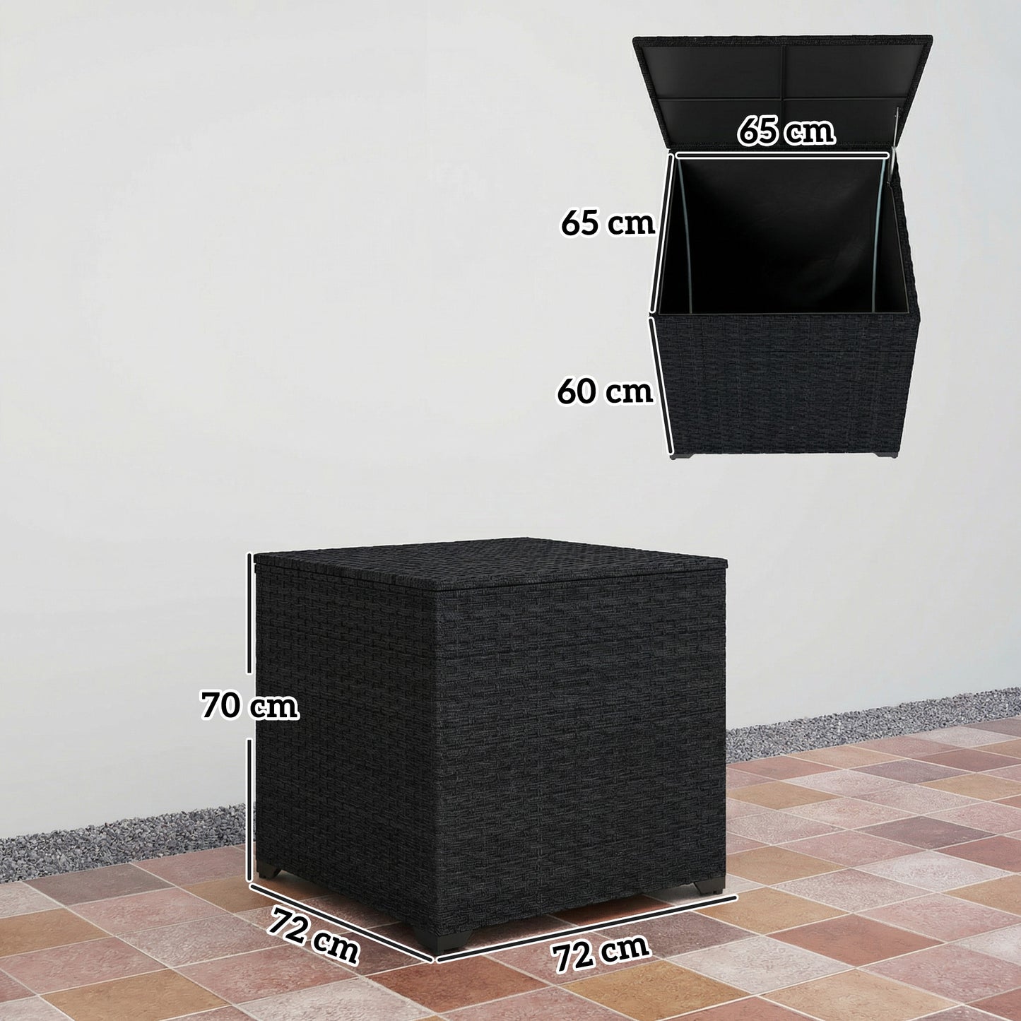 253L Garden Storage Box, Rattan Deck Box with Zipped Liner