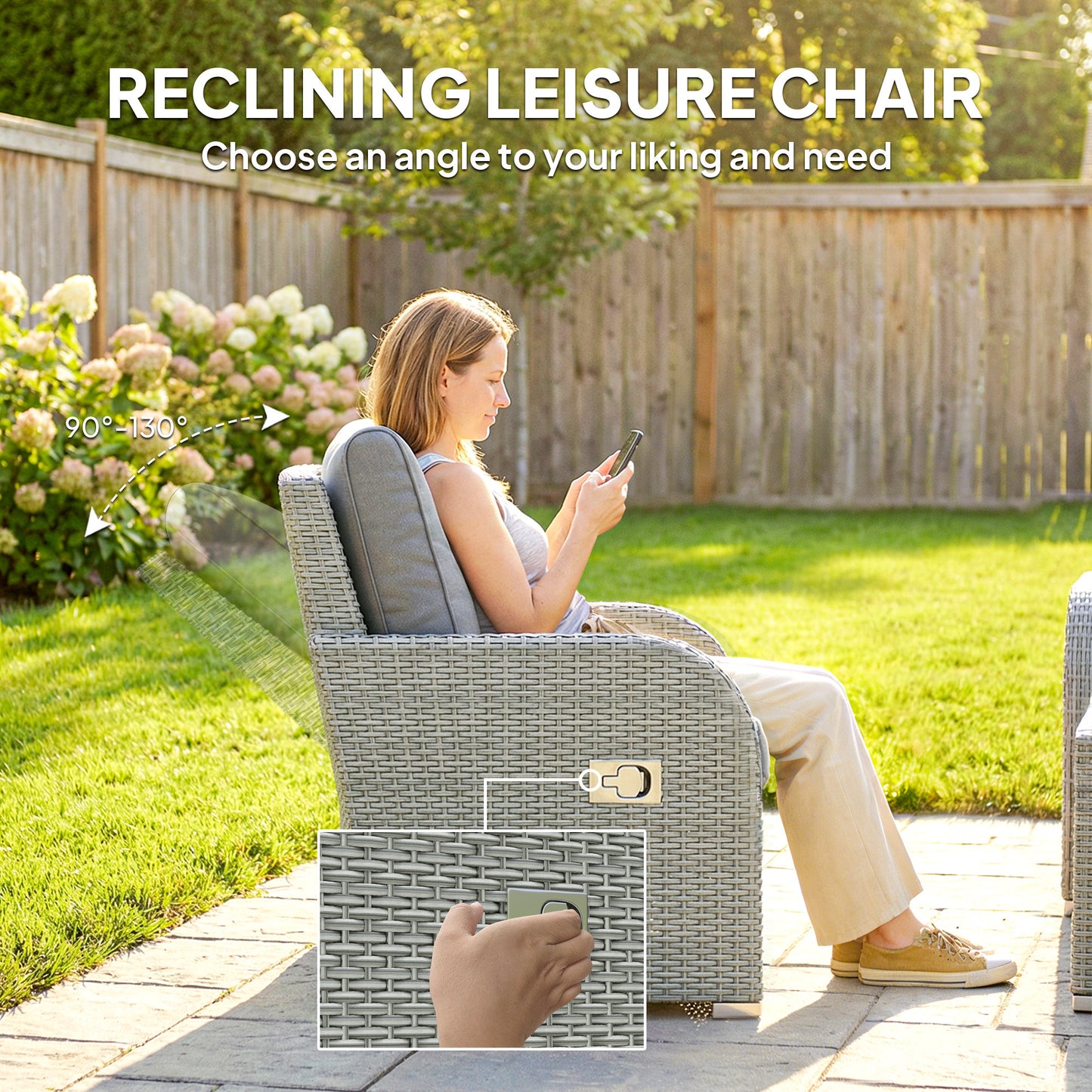 Six-piece Rattan Garden Furniture Set with Reclining Armchairs