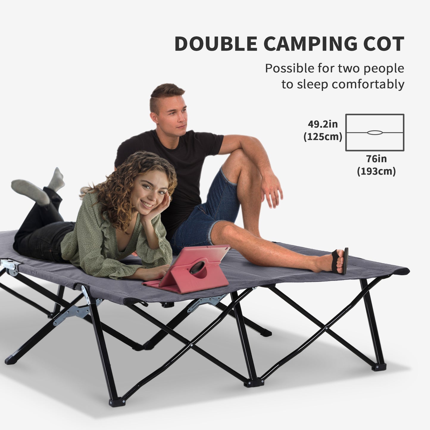 Double Camping Cot Bed, with Bag