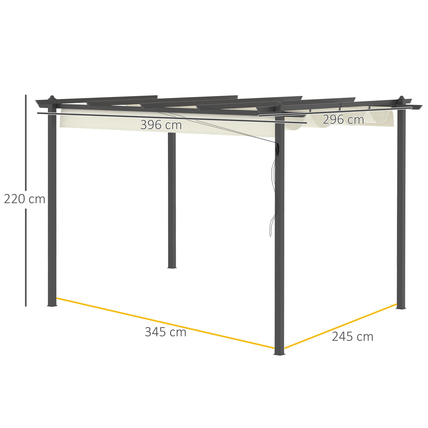 4 x 3(m) Aluminium Pergola with Retractable Roof