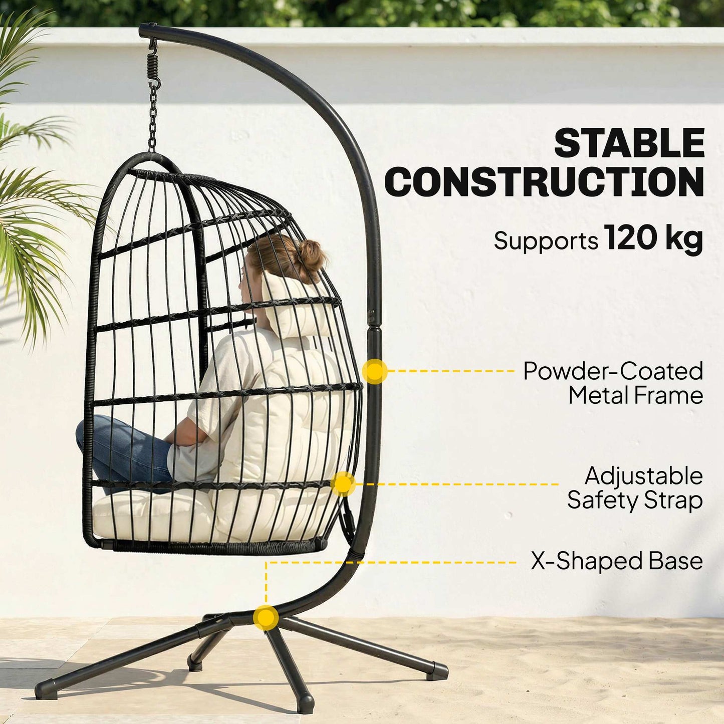 Hanging Egg Chair, Indoor Outdoor Hammock Swing Chair with Stand