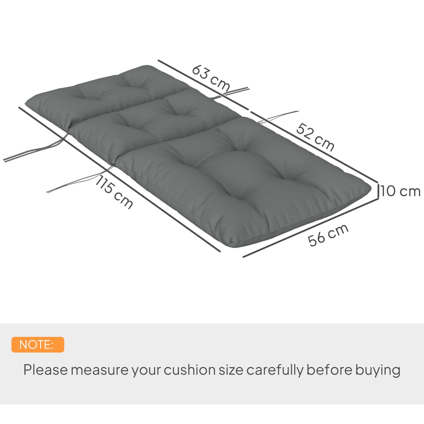 115 x 56cm Rocking Chair Padded Seat Cushion