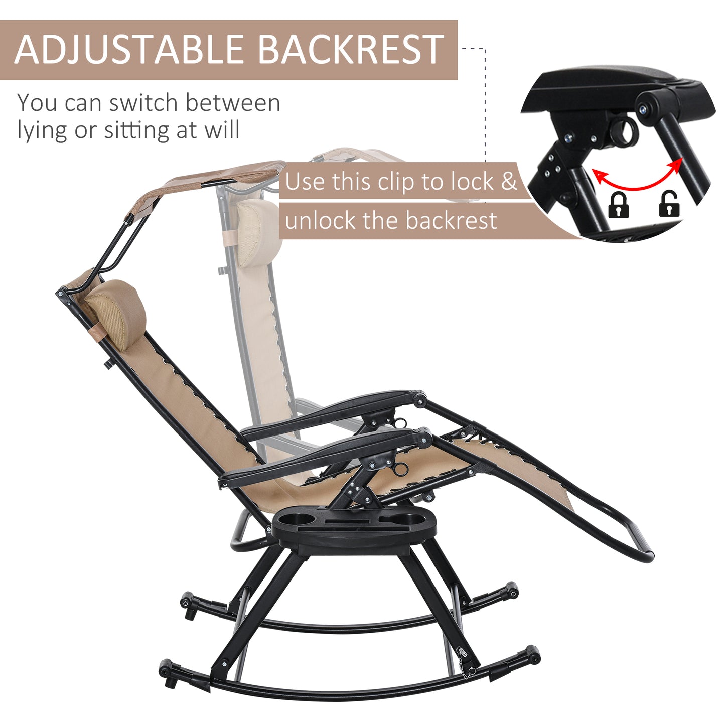 Garden Rocking Chair Folding Recliner Outdoor Adjustable Sun