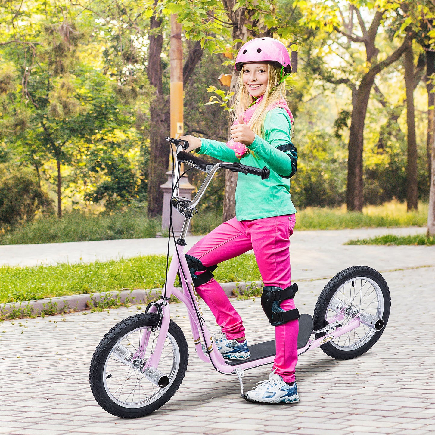 Stunt Scooter, Kids Scooter with 16" Big Wheels, Adjustable Height