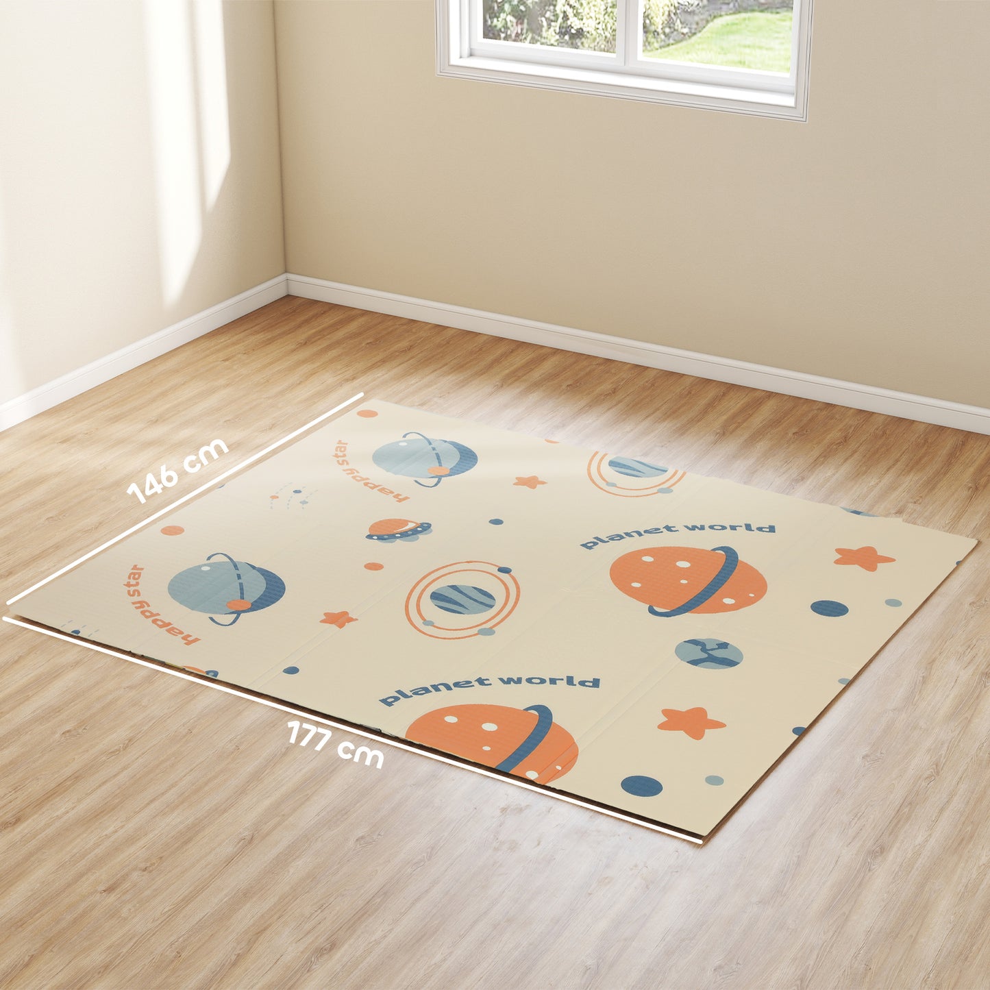 Space-Themed Baby Plat Mat Double Sided, Foldable