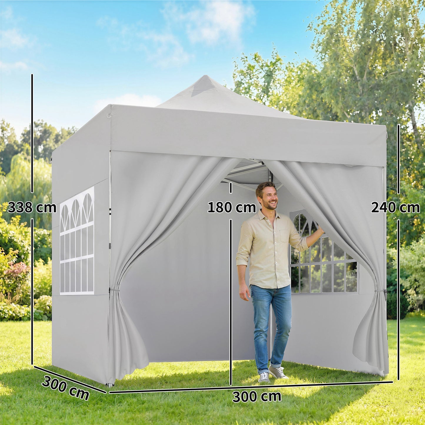3 x 3 m Pop Up Gazebo with Sidewalls