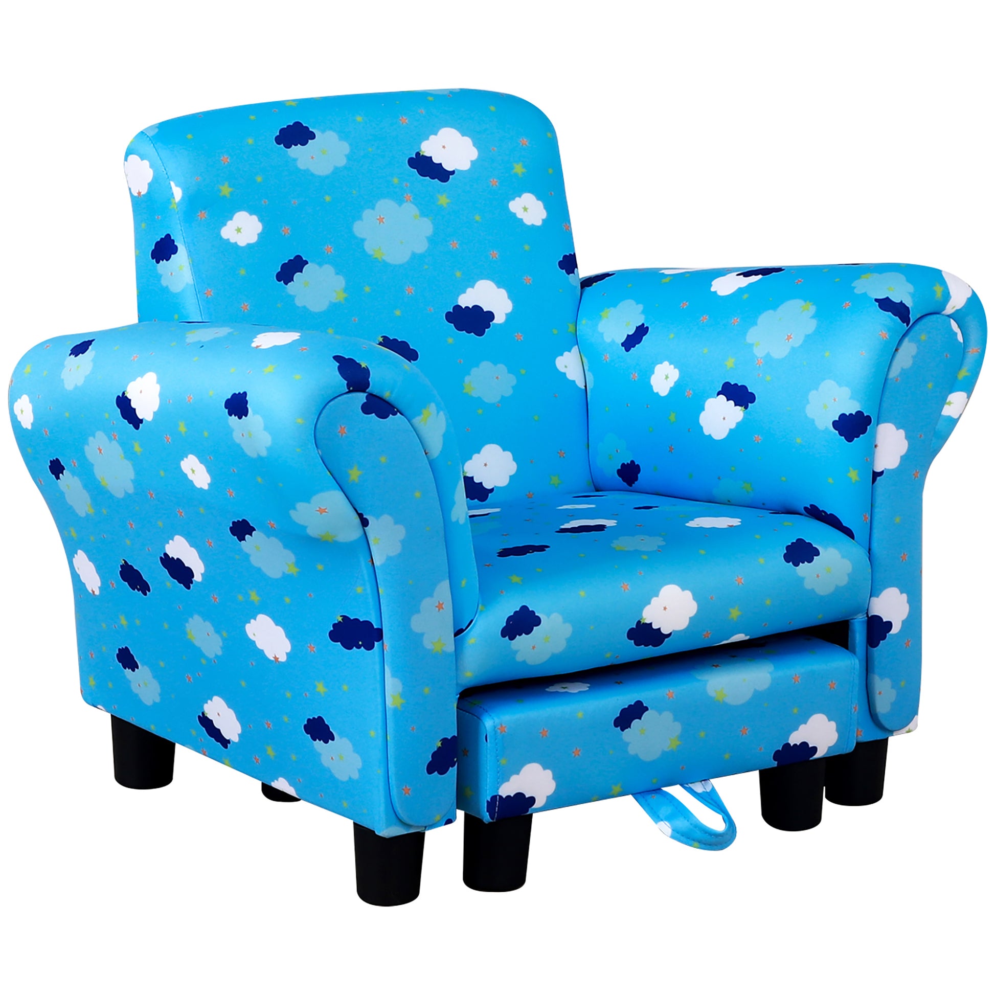 Toddler Chair Children's Armchairs Wood Frame w/ Footrest Anti-Slip