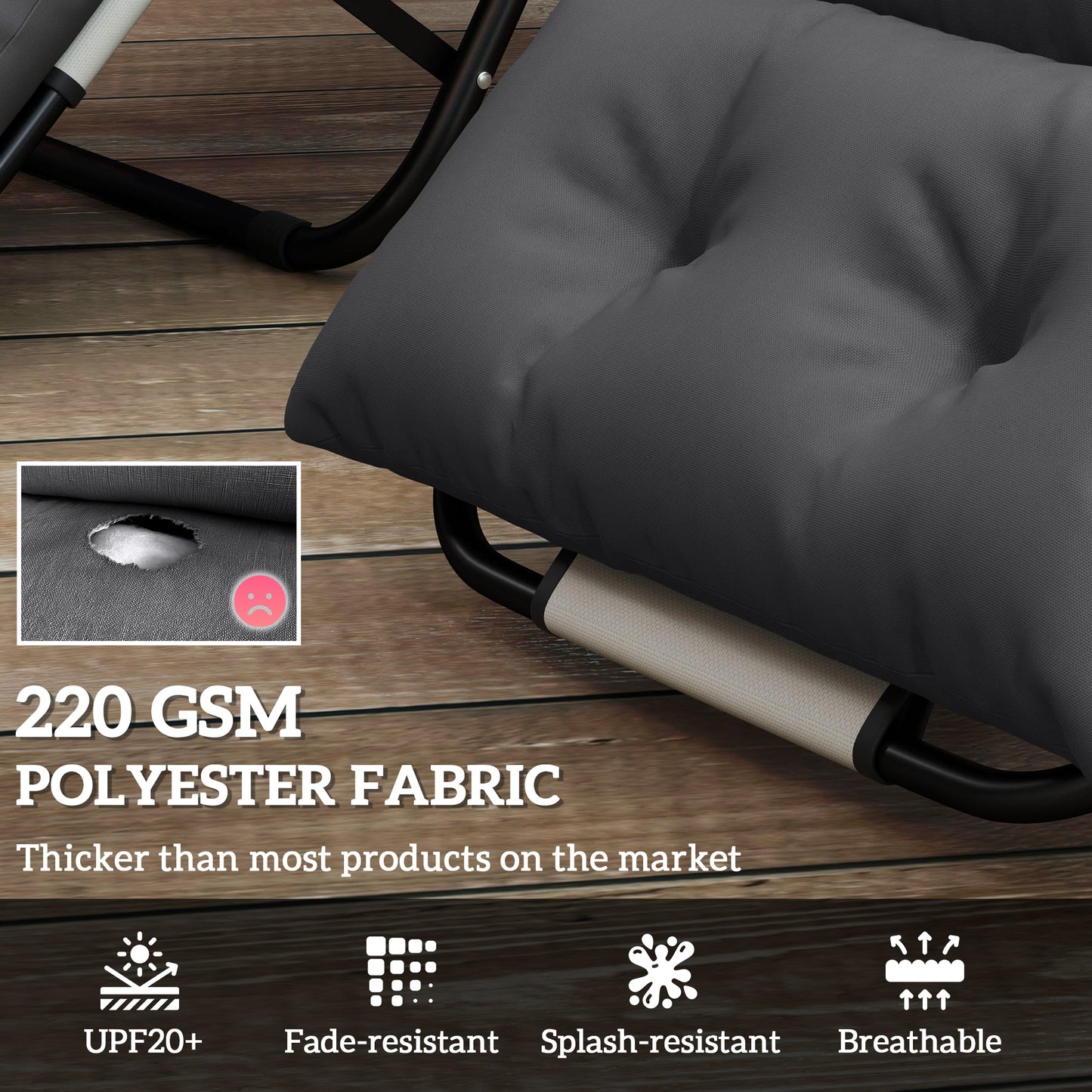 Set of Two 190 x 56cm Sun Lounger Cushions