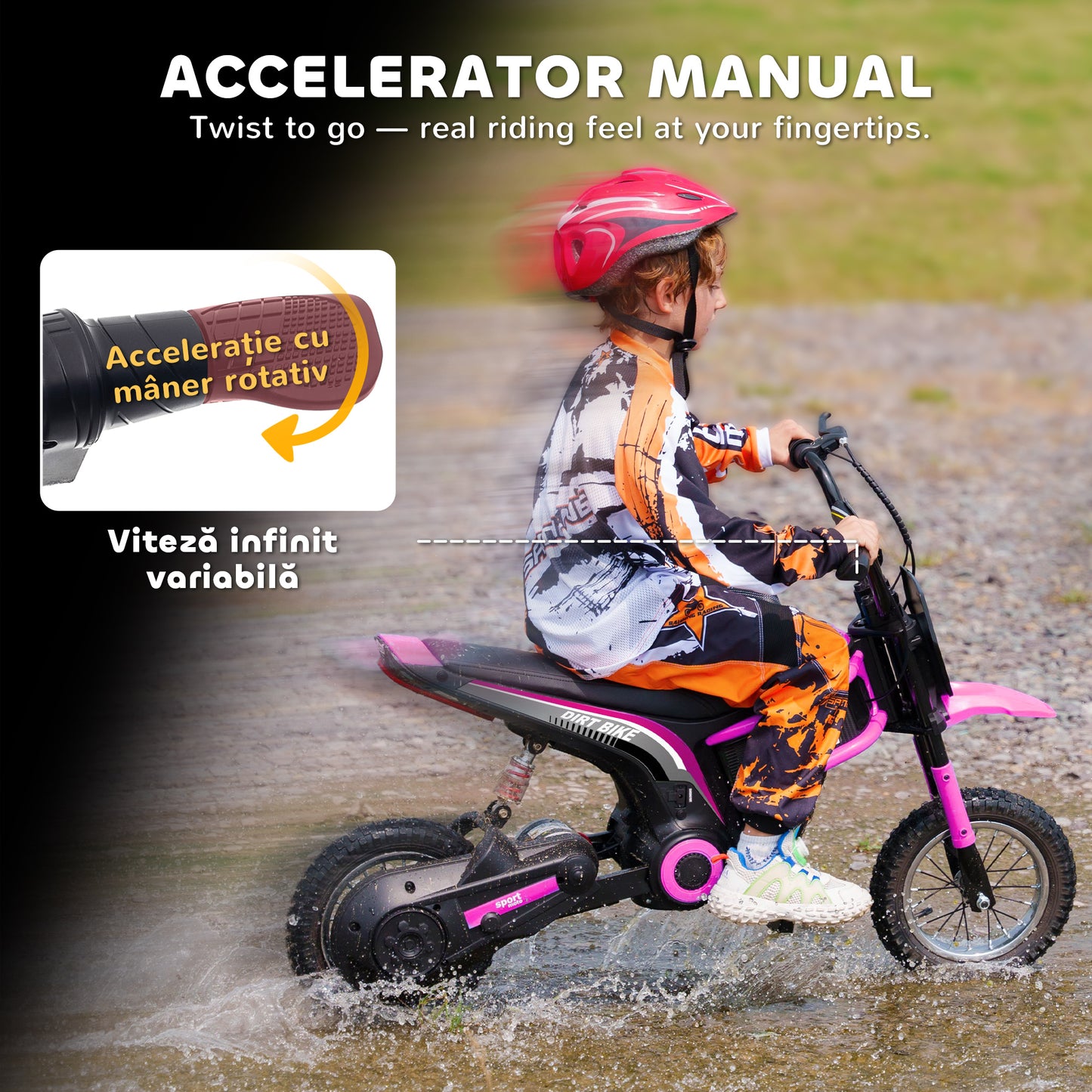 24V Electric Motorbike with Twist Grip Throttle, Music, Horn