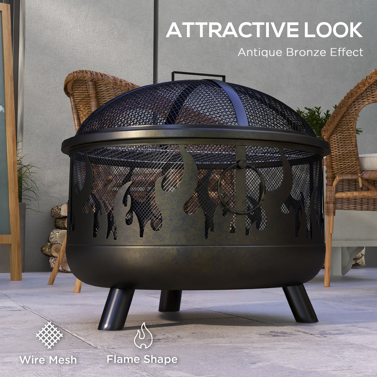 Steel Fire Pit BBQ, with Poker