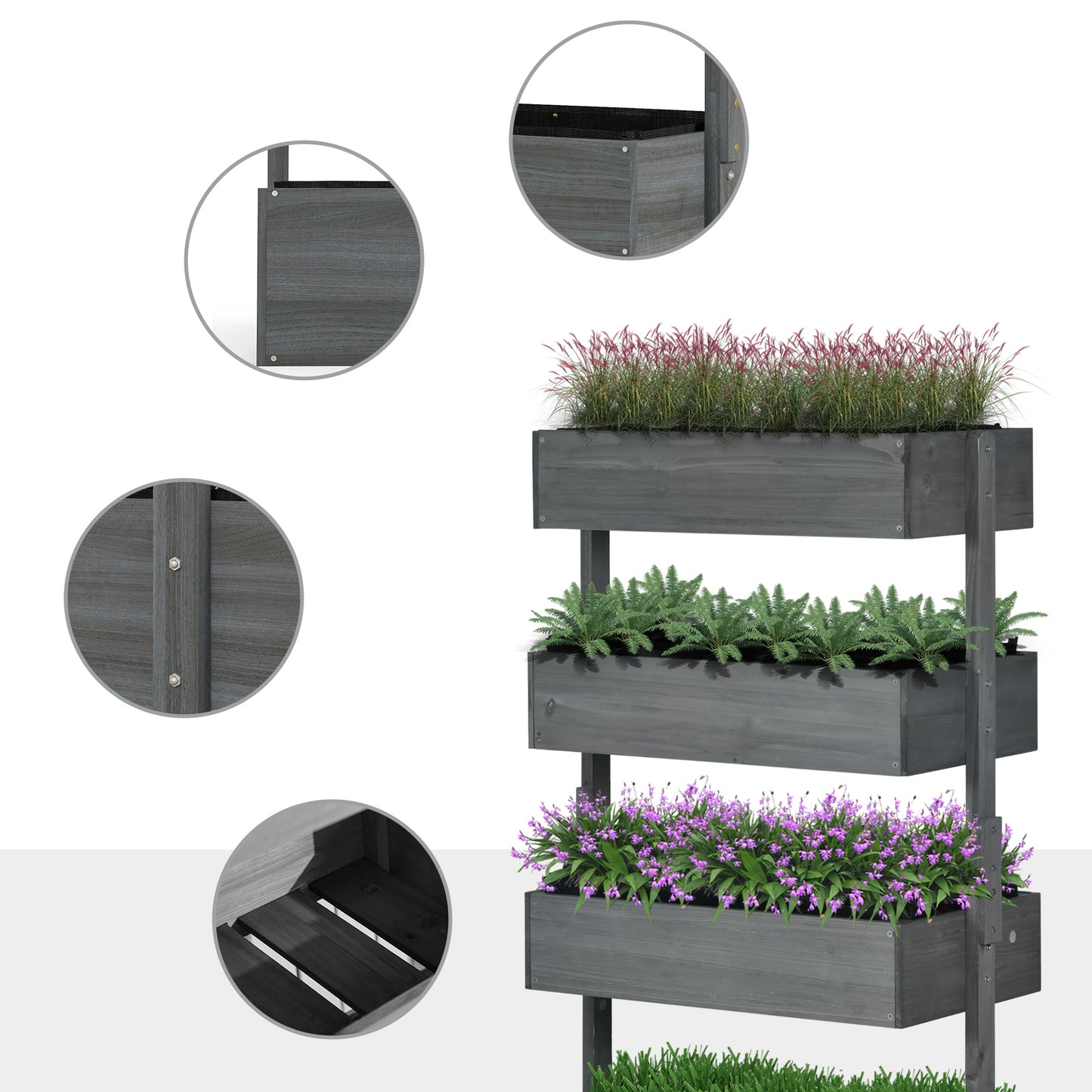 Four-Tier Basket Wooden Plant Stand
