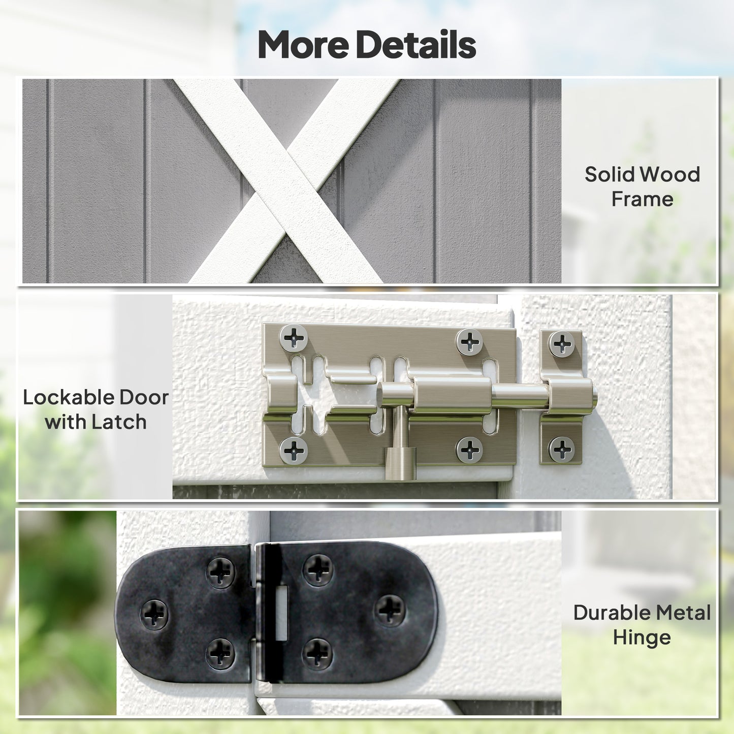 Wooden Small Shed, Garden Storage Shed with Shelves and Bolt Latch