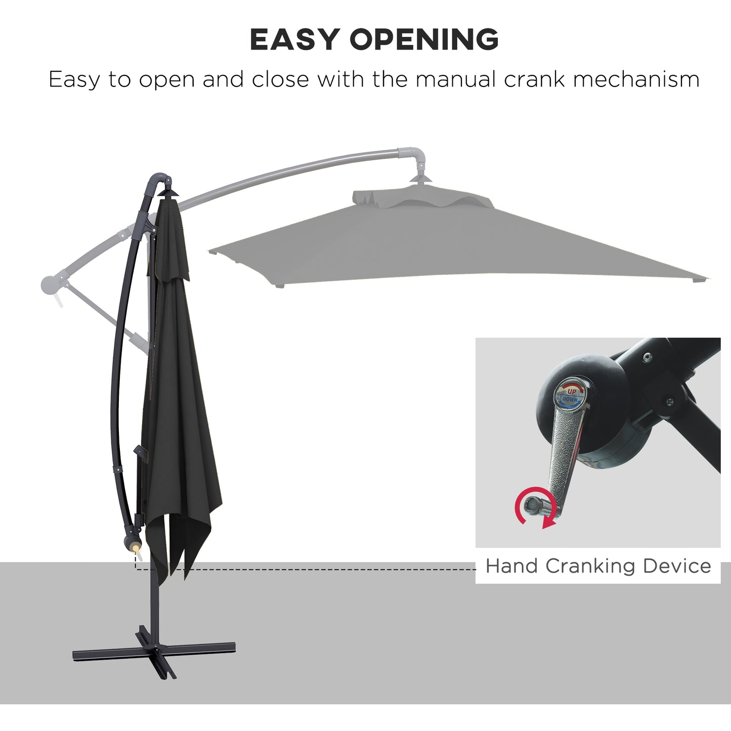 3m Cantilever Overhanging Parasol, with Cross Base