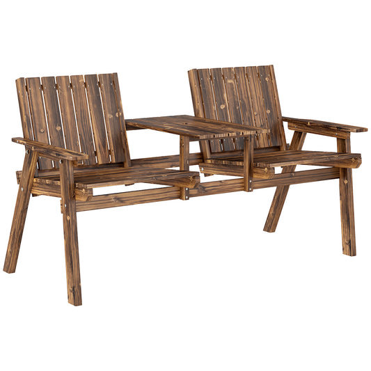 2-Seater Garden Loveseat with Table and Parasol Hole for Porch, Patio