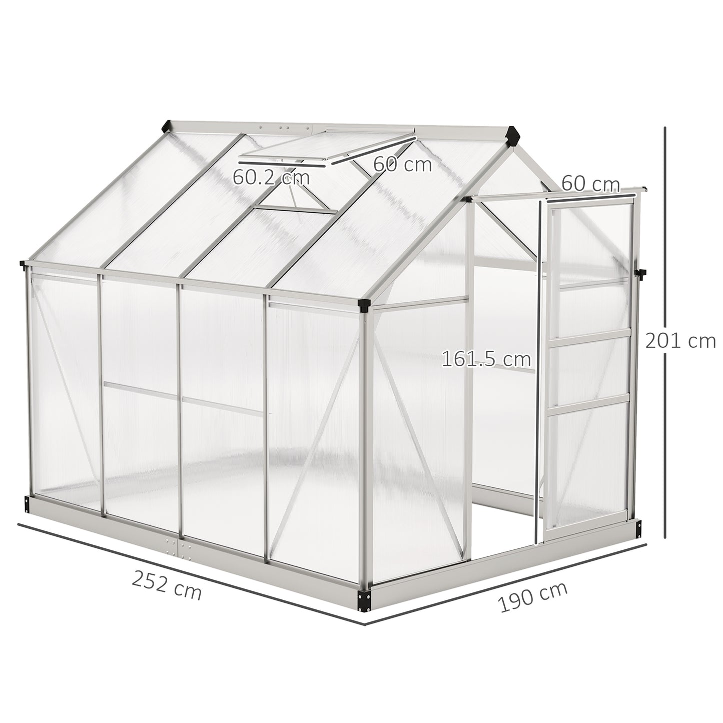 6 x 8ft Walk-In Greenhouse, with Sliding Door