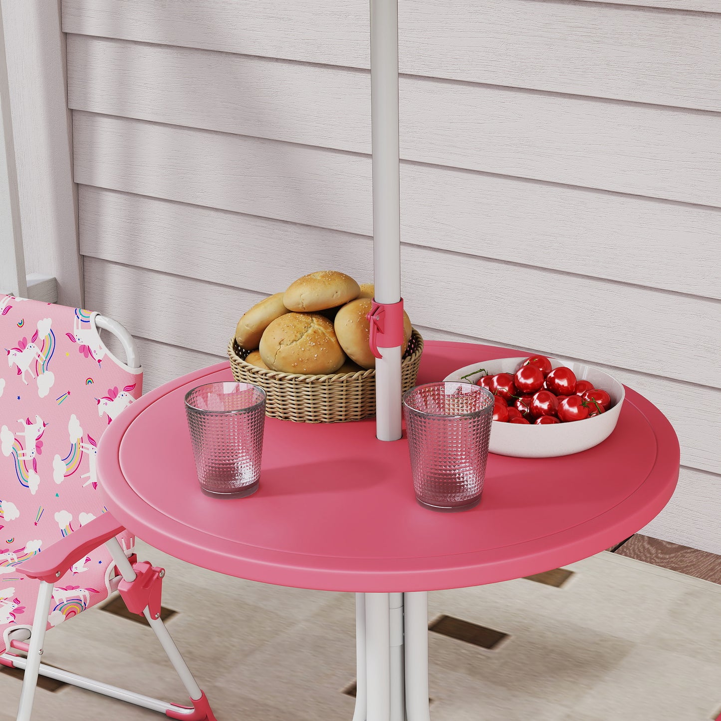 Kids Patio Table and Chair Set, Kids Garden Furniture with Umbrella
