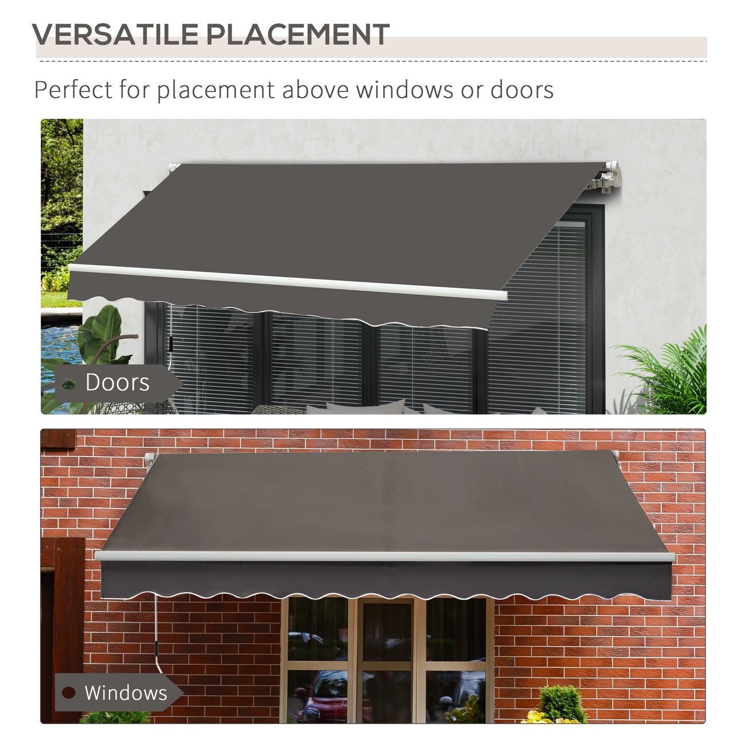 Awning Canopy Manual Retractable Porch Sun Shade Shelter 3 x 2m