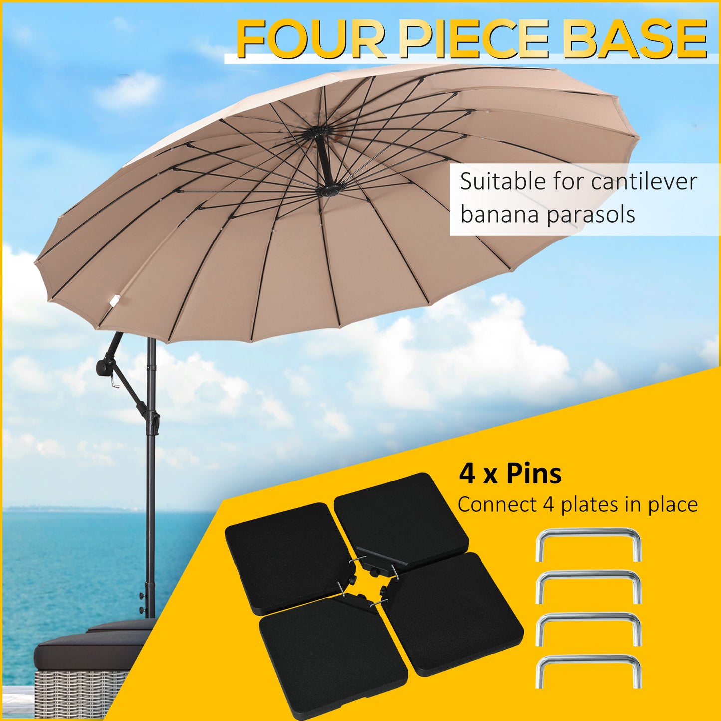 Four-Piece Plastic Cantilever Parasol Base