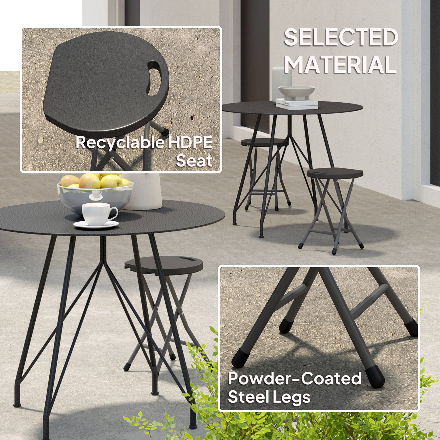 Set of Four Folding Carry Stools