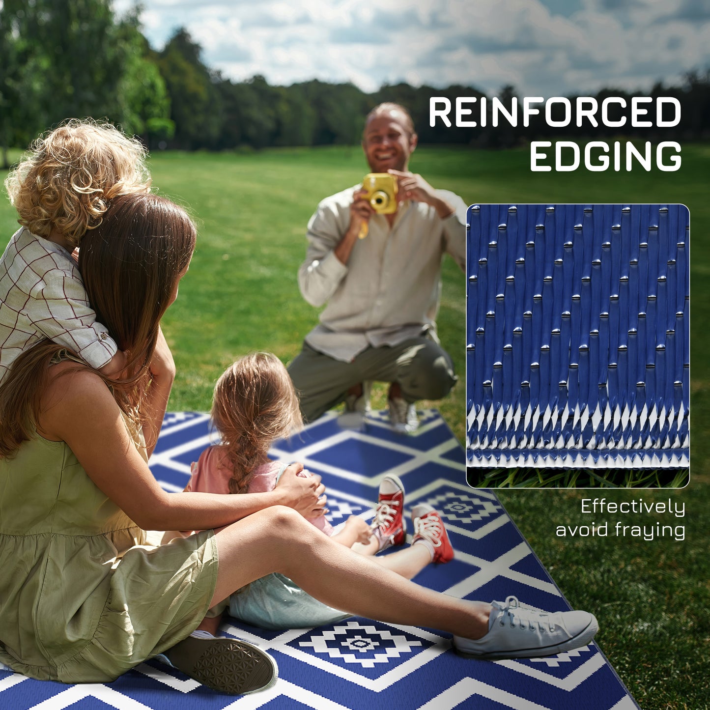 Plastic Straw Reversible RV Outdoor Rug with Carry Bag, 182 x 274cm