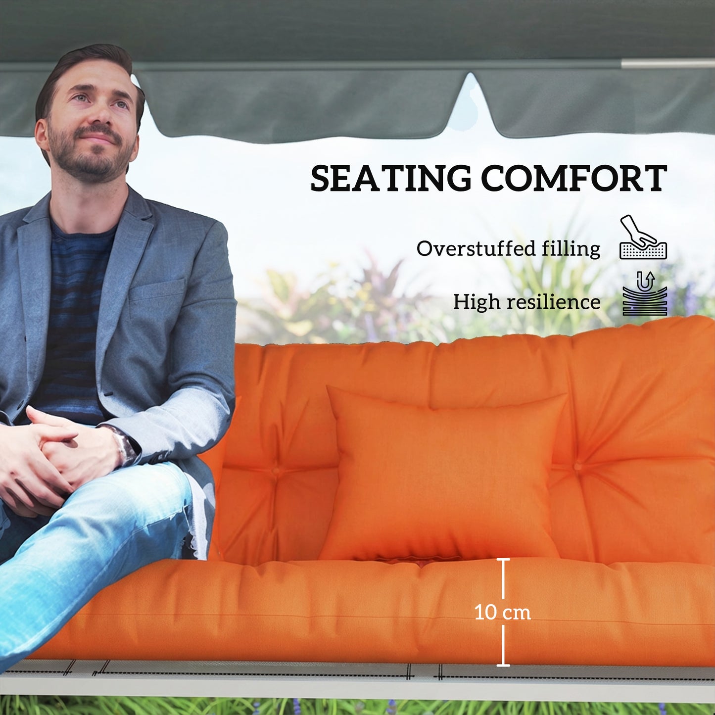 Outdoor Seat Cushions Back Cushion with 2 Pillows