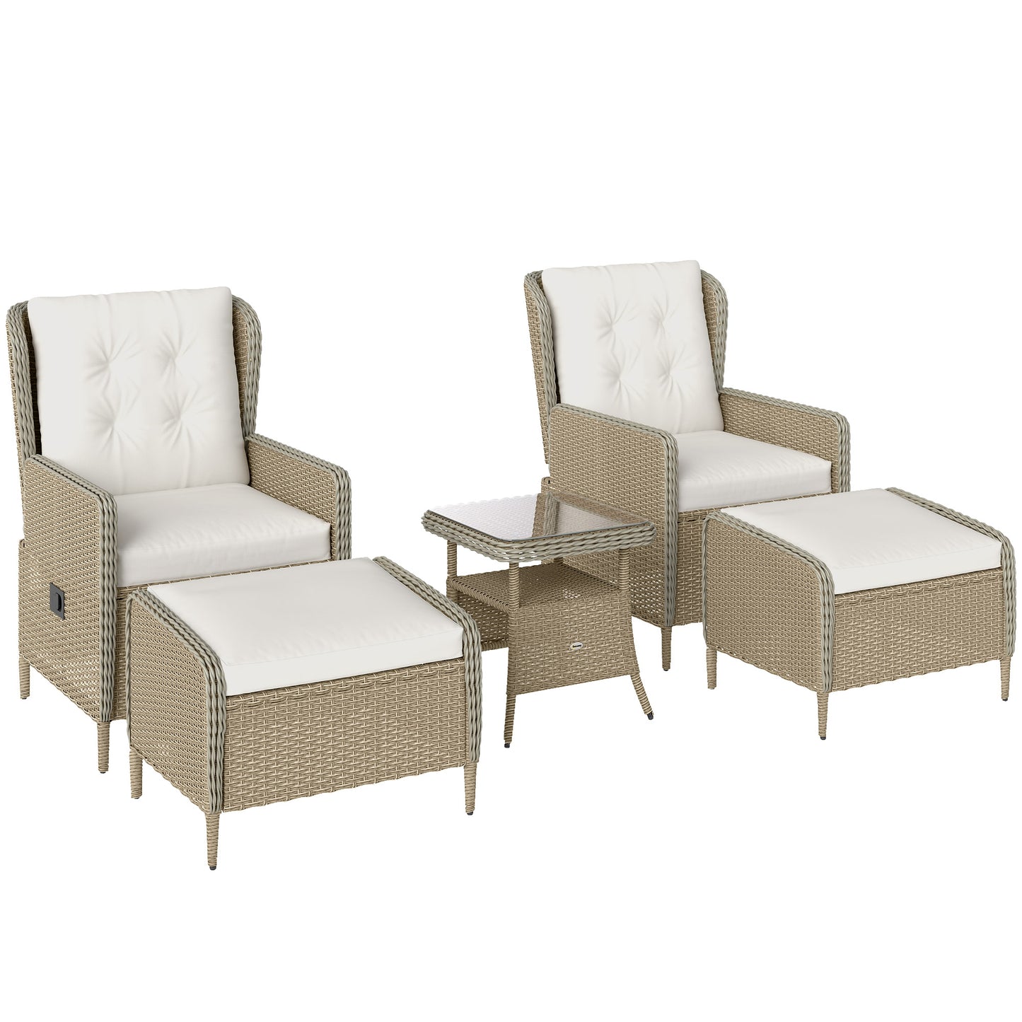 Five-Piece Reclining Rattan Chair Set