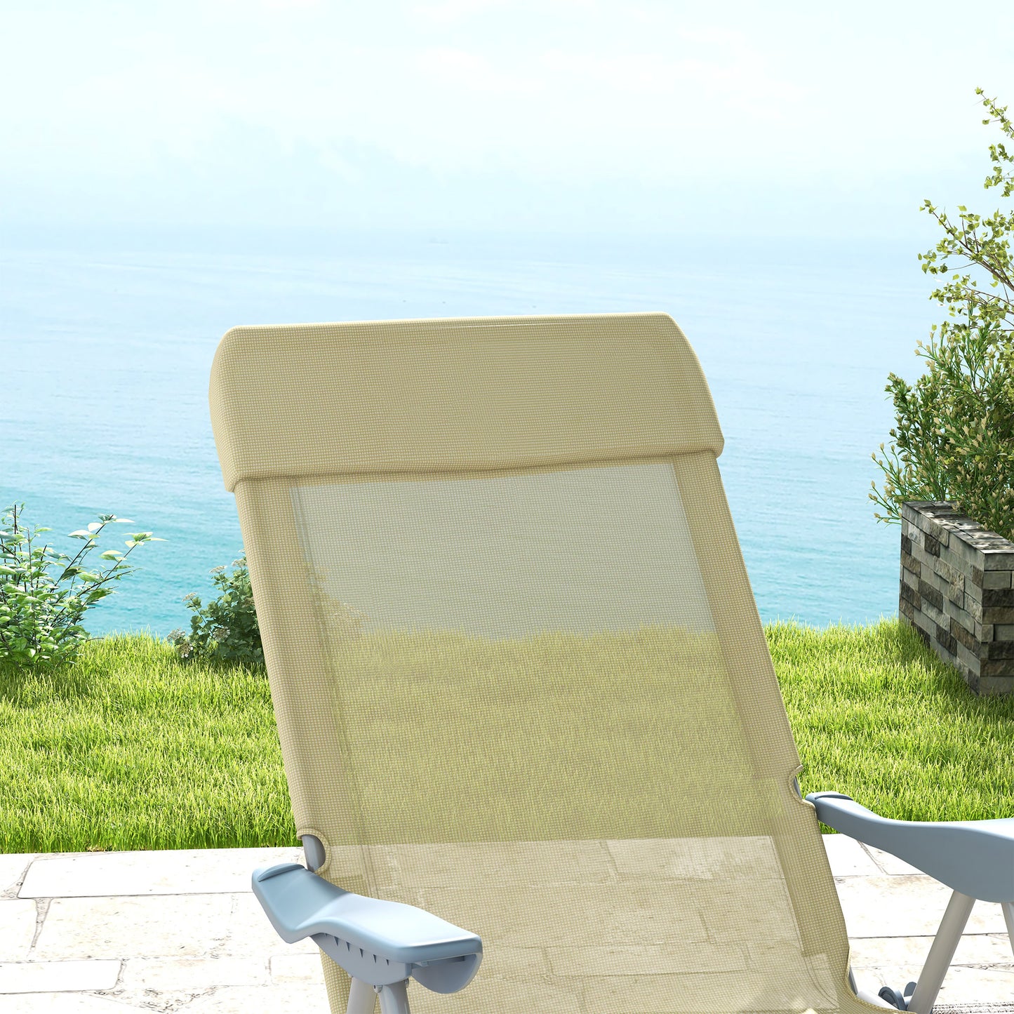 Set of Two Sun Loungers, with Five-Position Adjustable Backs
