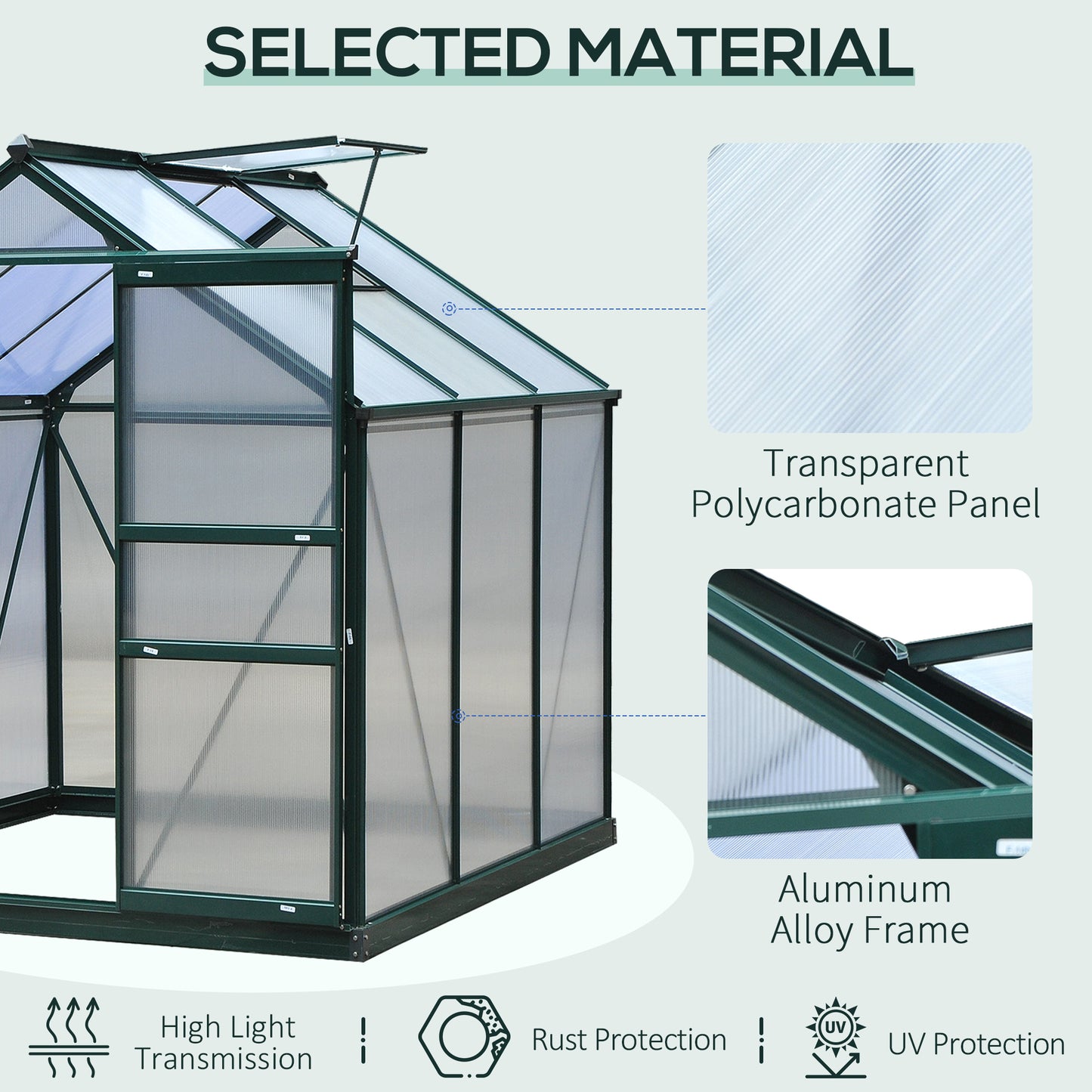 6 x 6ft Polycarbonate Greenhouse