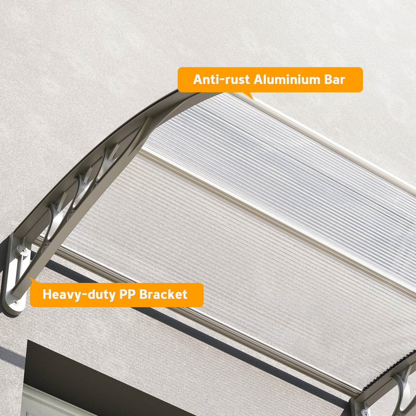 Front Door Canopy Outdoor Awning Aluminium Rigid Plastic (2)