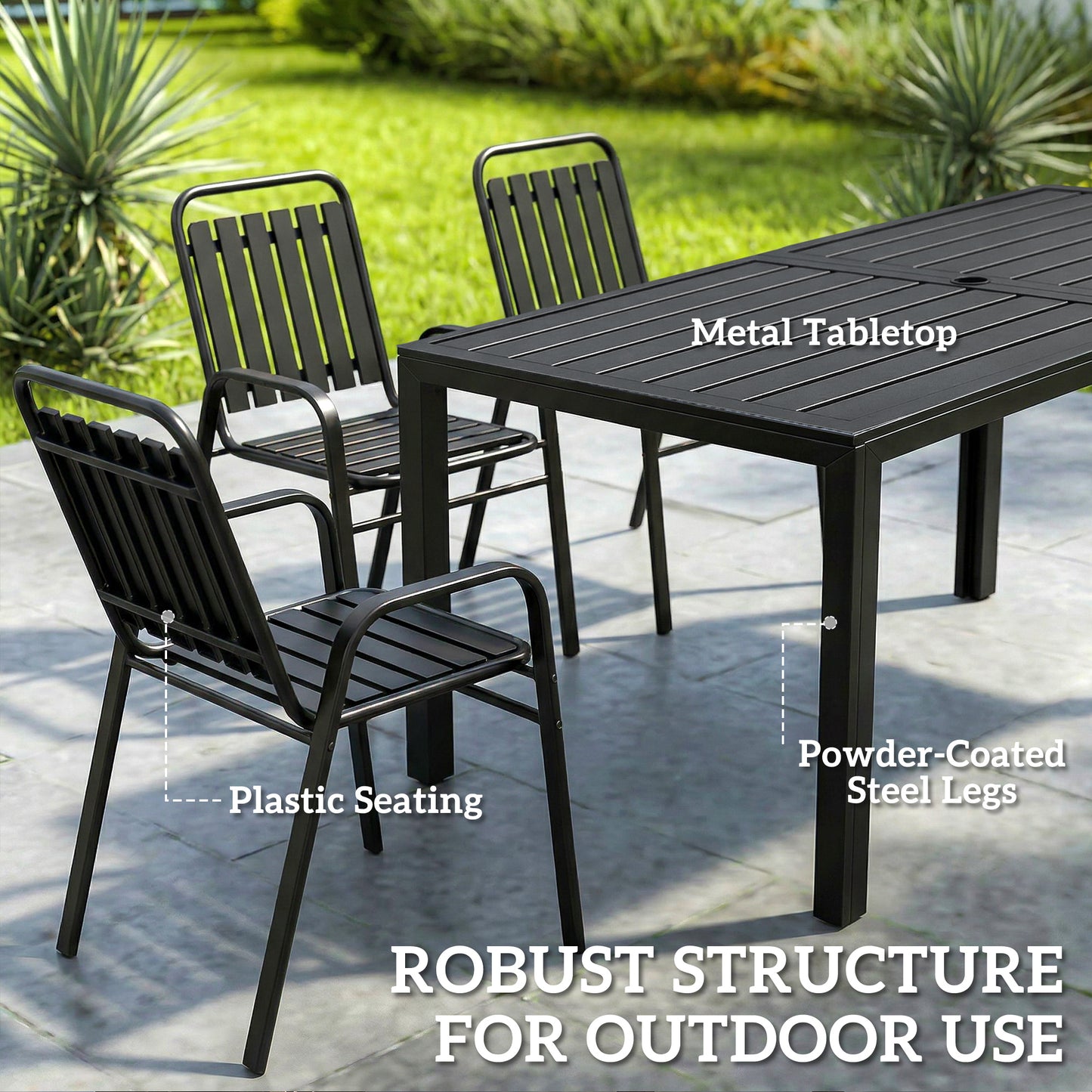 7 Pieces Outdoor Dining Set with Umbrella Hole