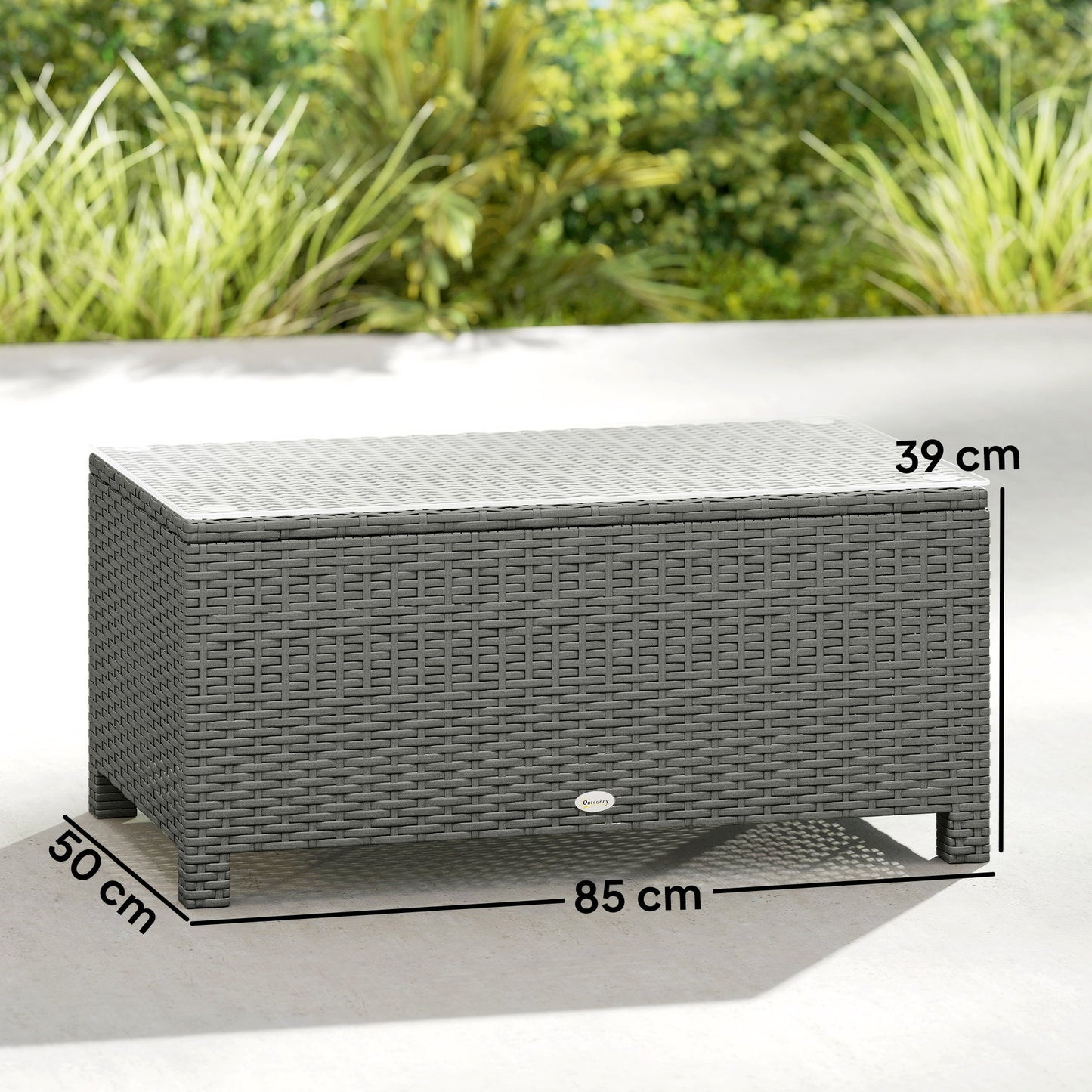 Rattan Garden Coffee Table with Glass Top