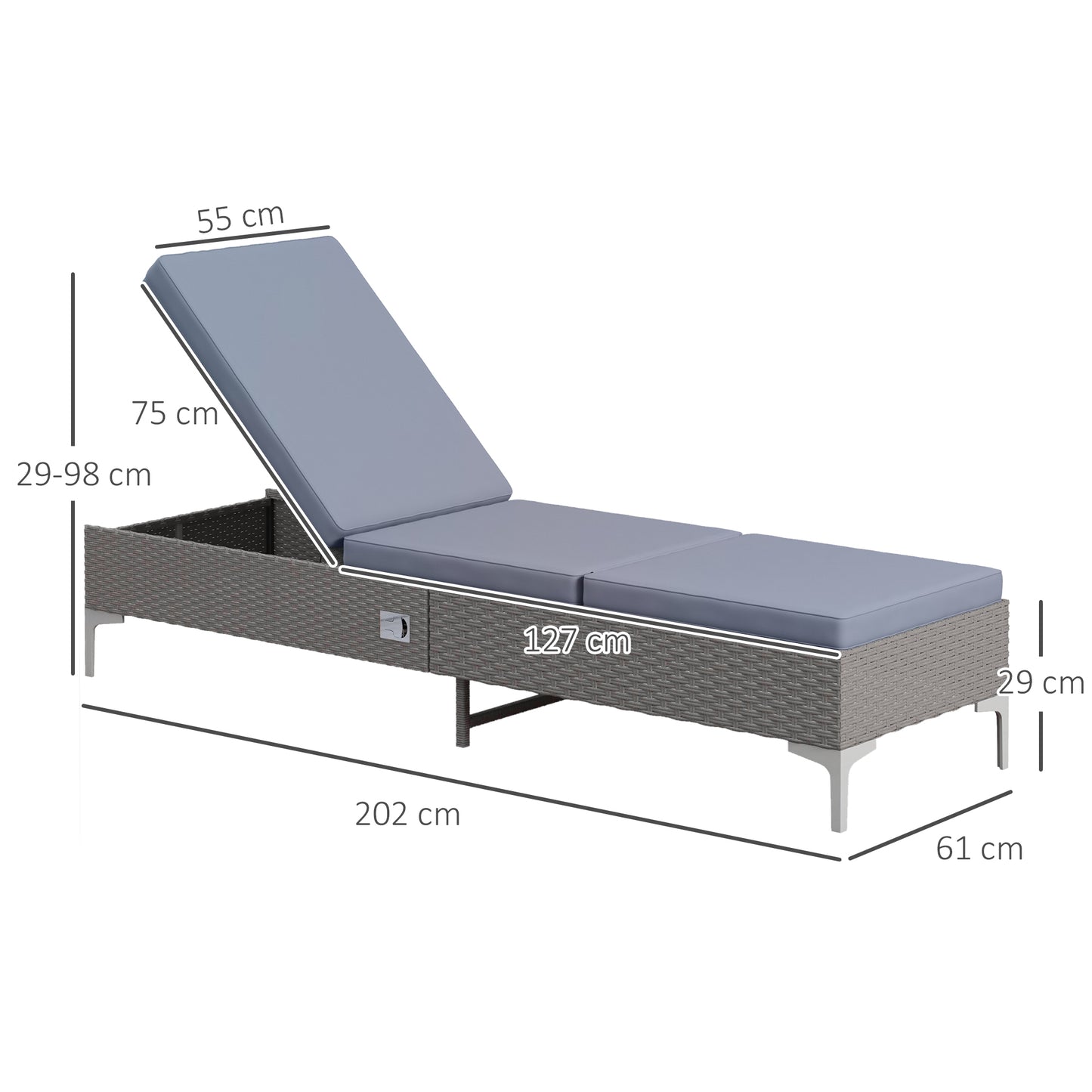 Outdoor PE Rattan Sun Lounger Set of 2