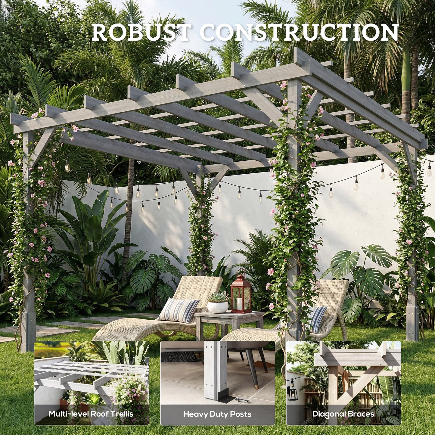 3 x 3 m Wooden Pergola Kit (1)