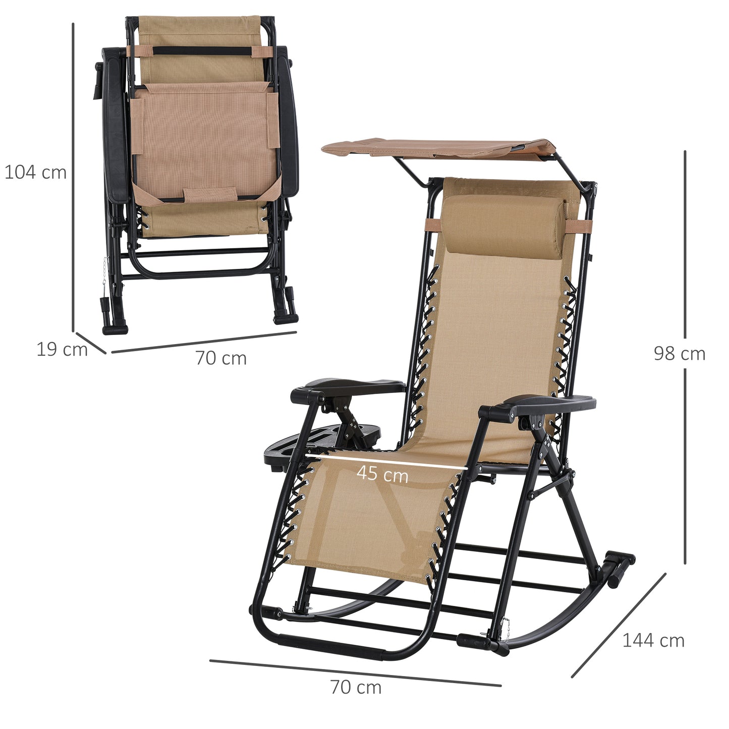 Garden Rocking Chair Folding Recliner Outdoor Adjustable Sun