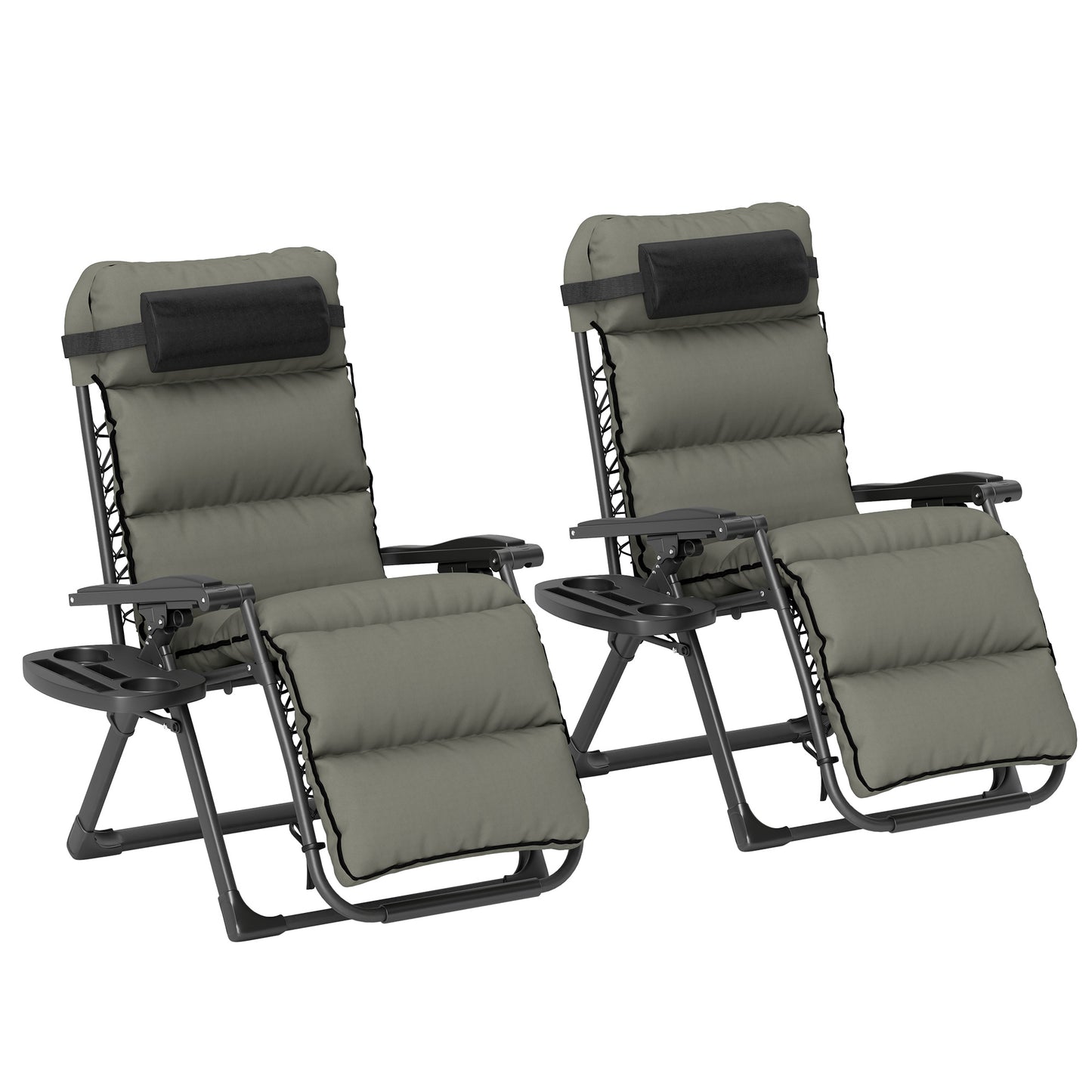 Set of Two Reclining Sun Loungers, with Cushion