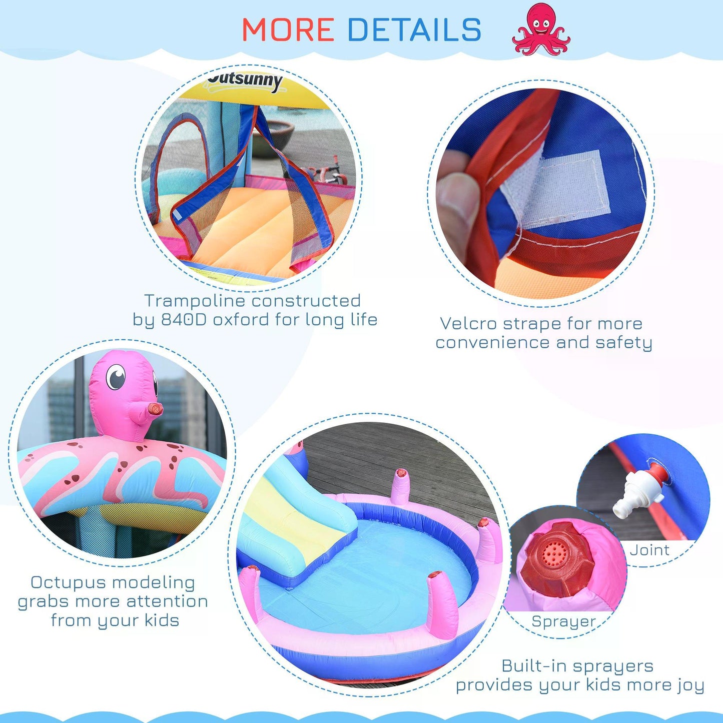 Bounce Castle Inflatable Trampoline Slide Pool Octopus Design 3.8 x