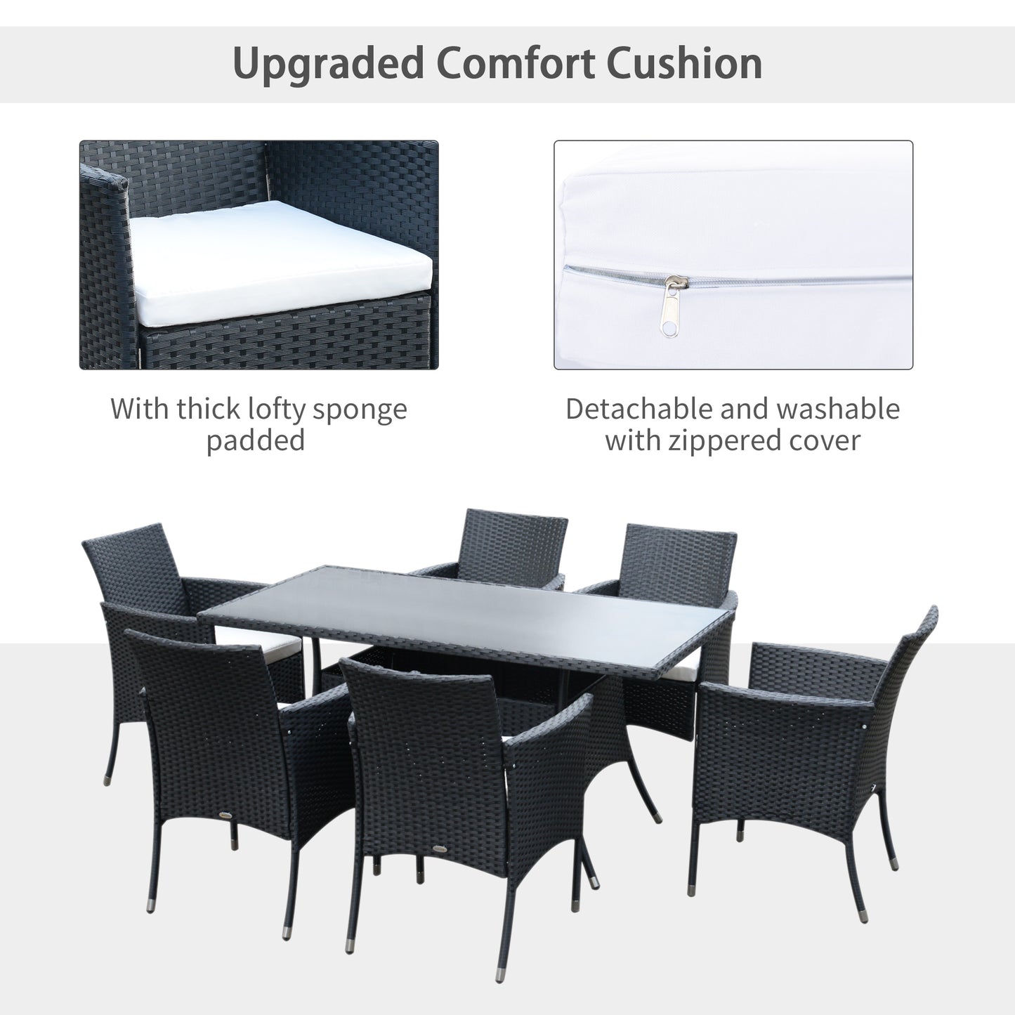 6 Seater Rattan Dining Set with Cushions