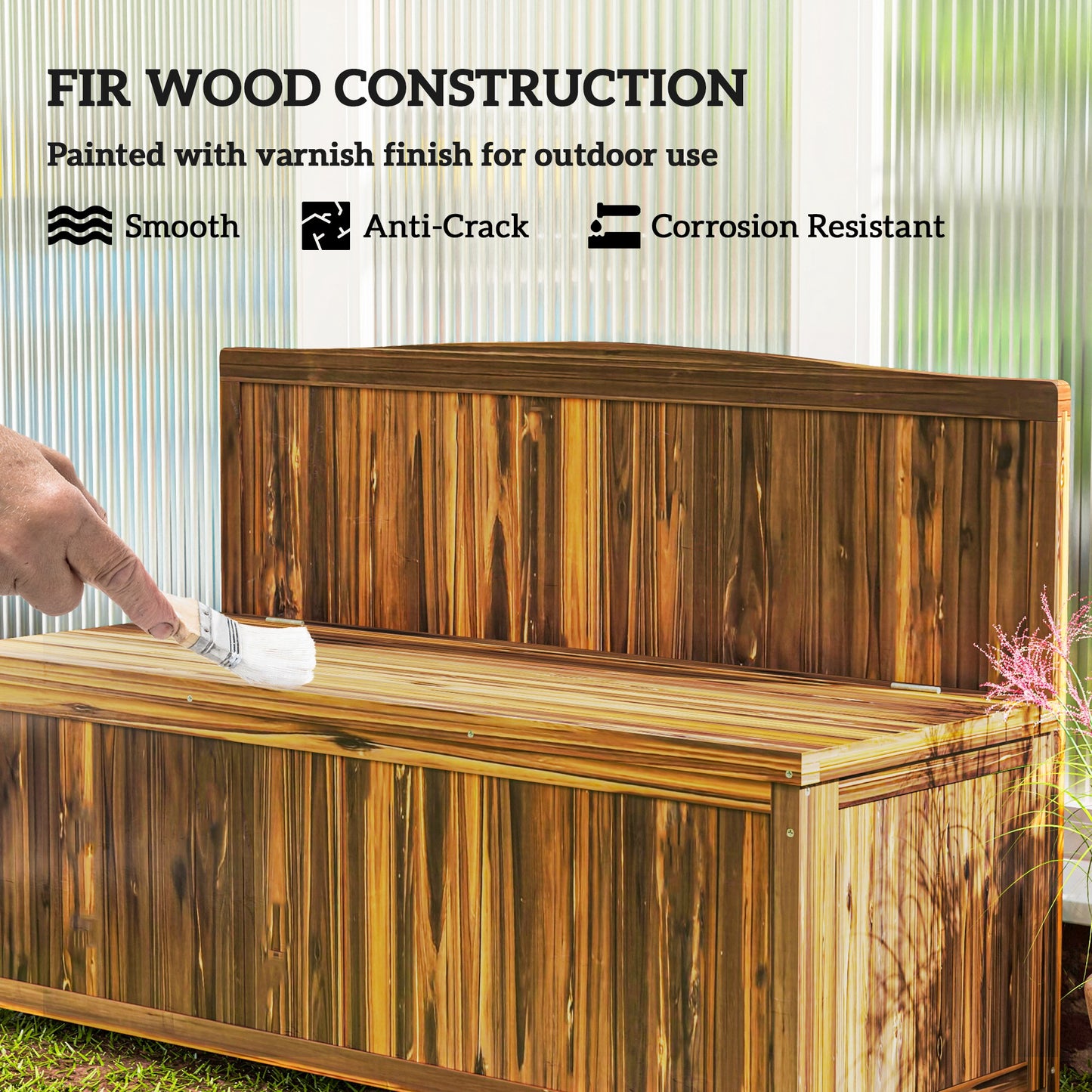 Wood Storage Bench for Patio Furniture, Outdoor Garden Seating Tools