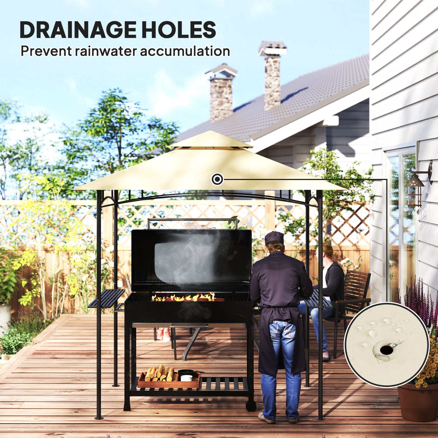 8' x 5' Grill Gazebo, Double Tiered BBQ Gazebo Shelter Canopy