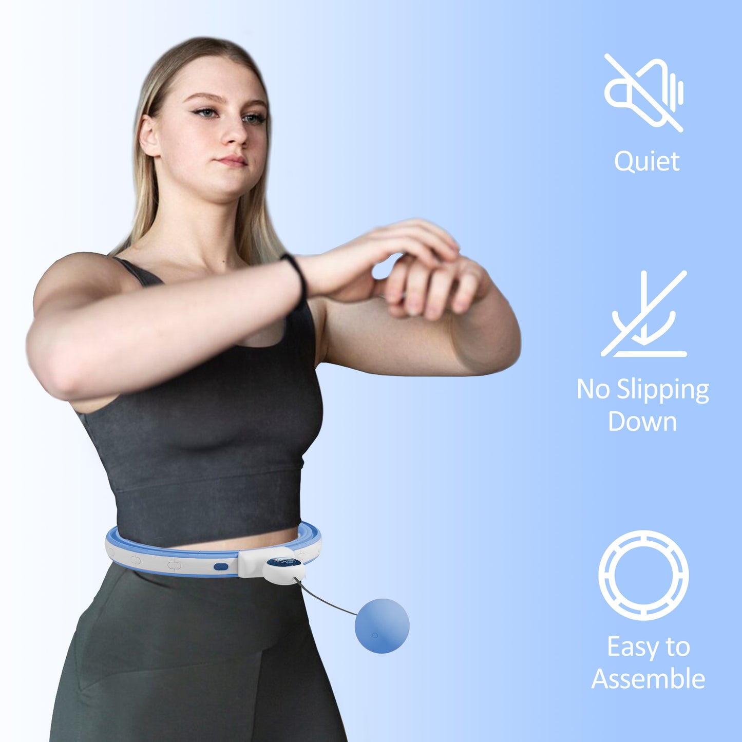 Smart Weighted Hula Hoop, Massage Hula Ring w/ 16 Detachable Knots