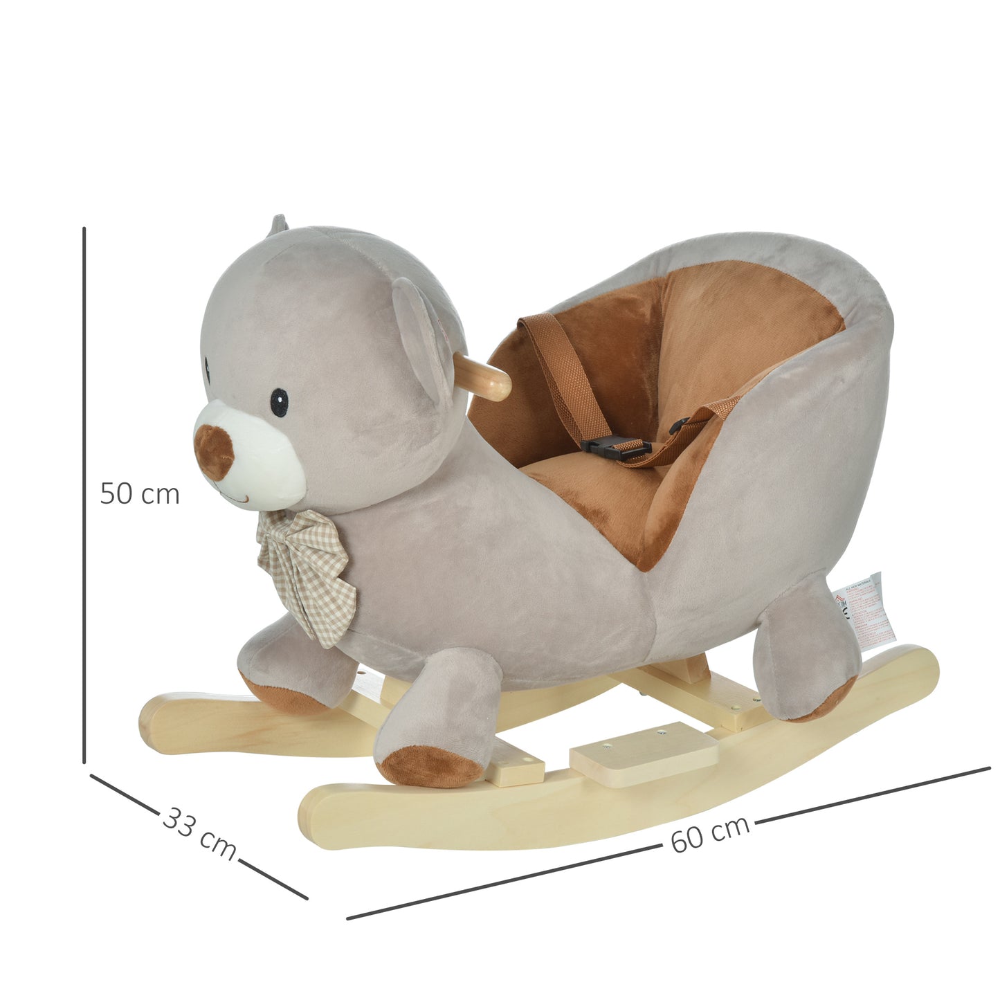 Kids Children Rocking Horse Plush Ride On Bear Seat w/ Sound Wood