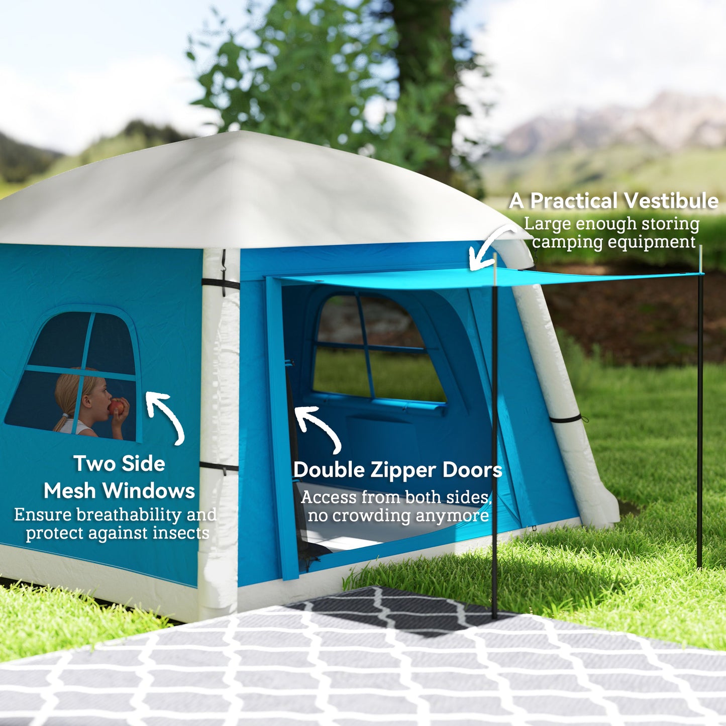 Inflatable Camping Tent w/ Hand Pump