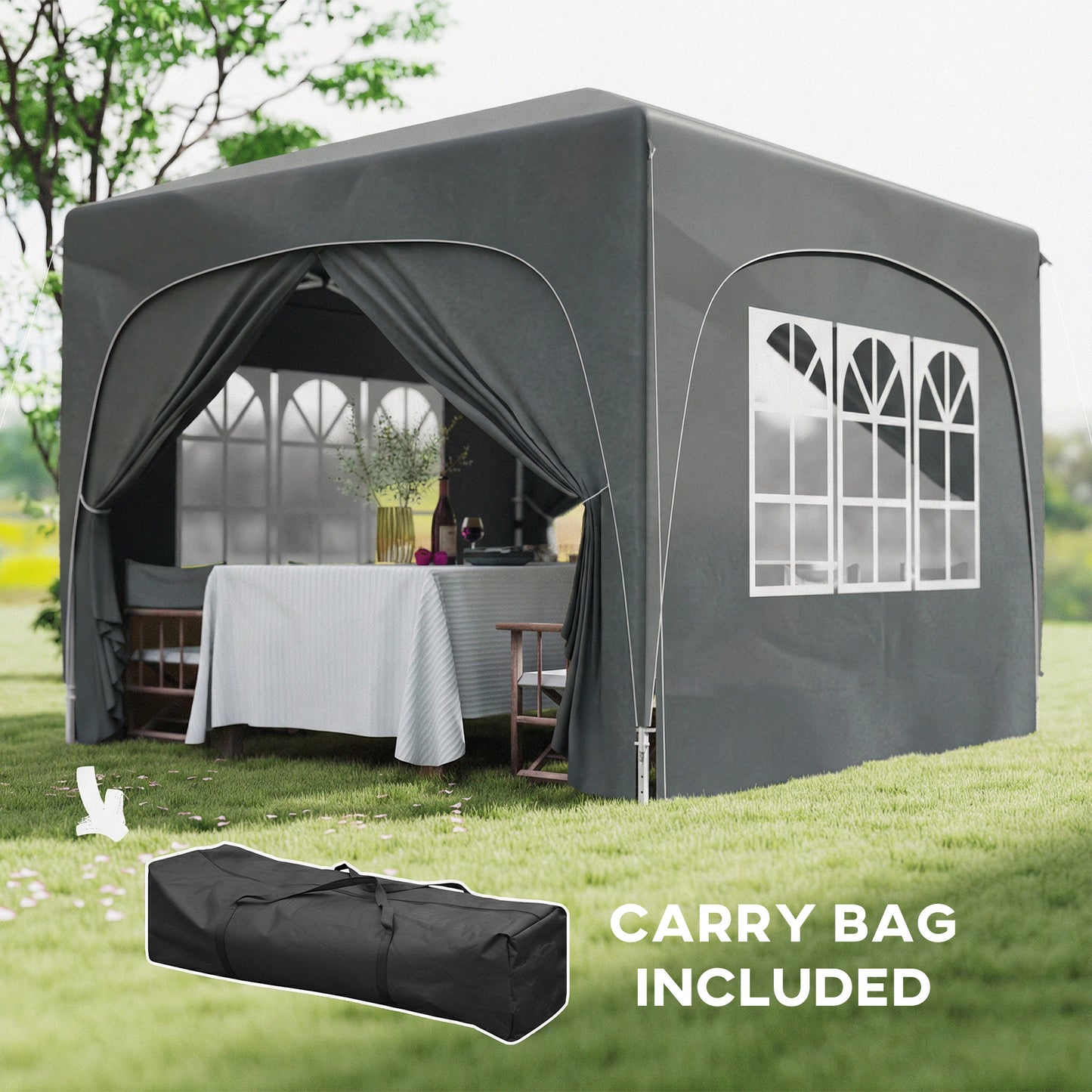 3 x 3m Pop-Up Gazebo Shelter, with Accessories