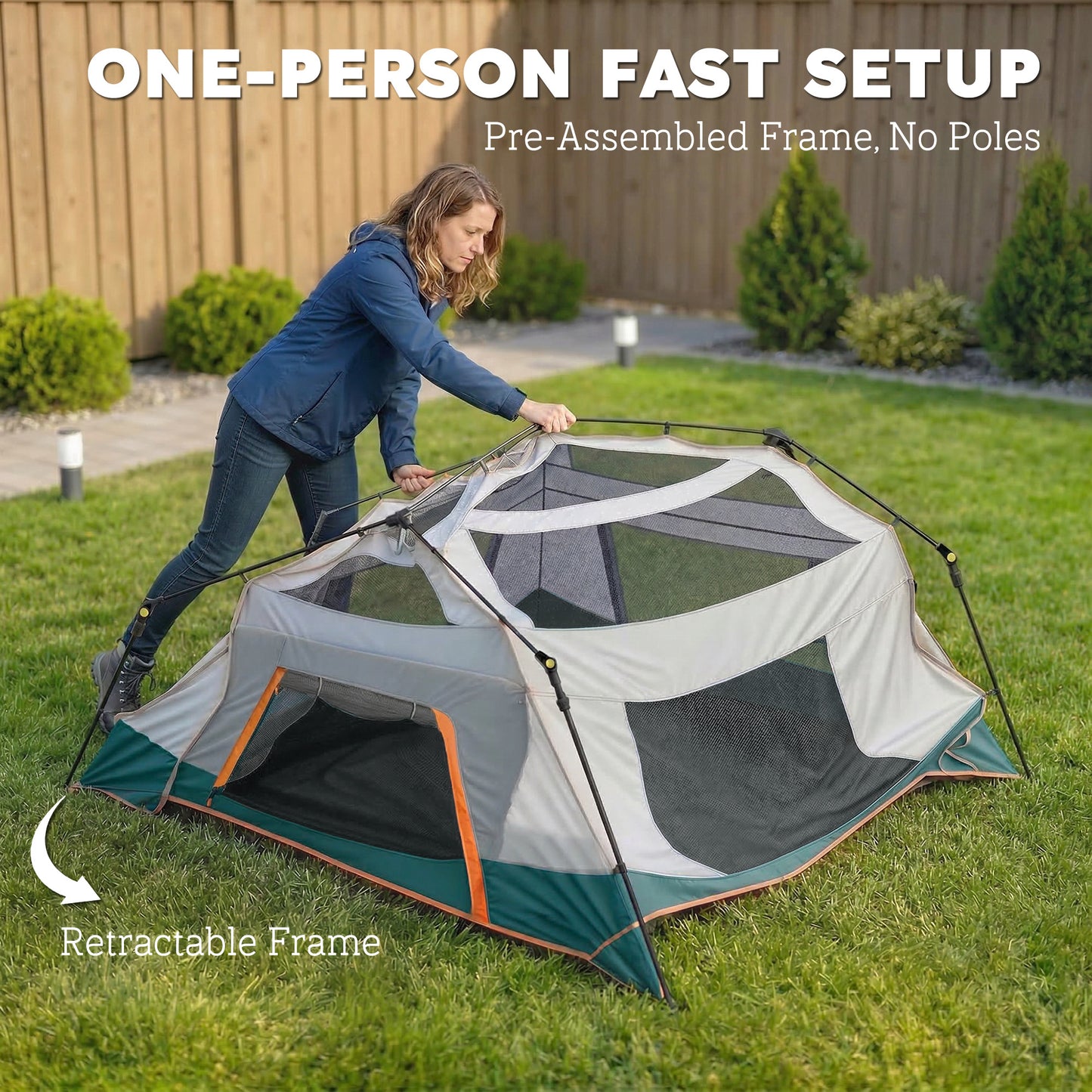 Cabin Tent Easy Setup 3000mm Waterproof Camping Tent 4 Person