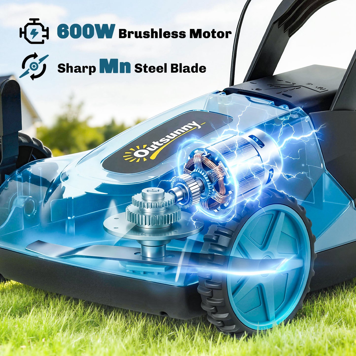 18V Cordless Lawnmower with 2 x 4Ah Batteries & Charger